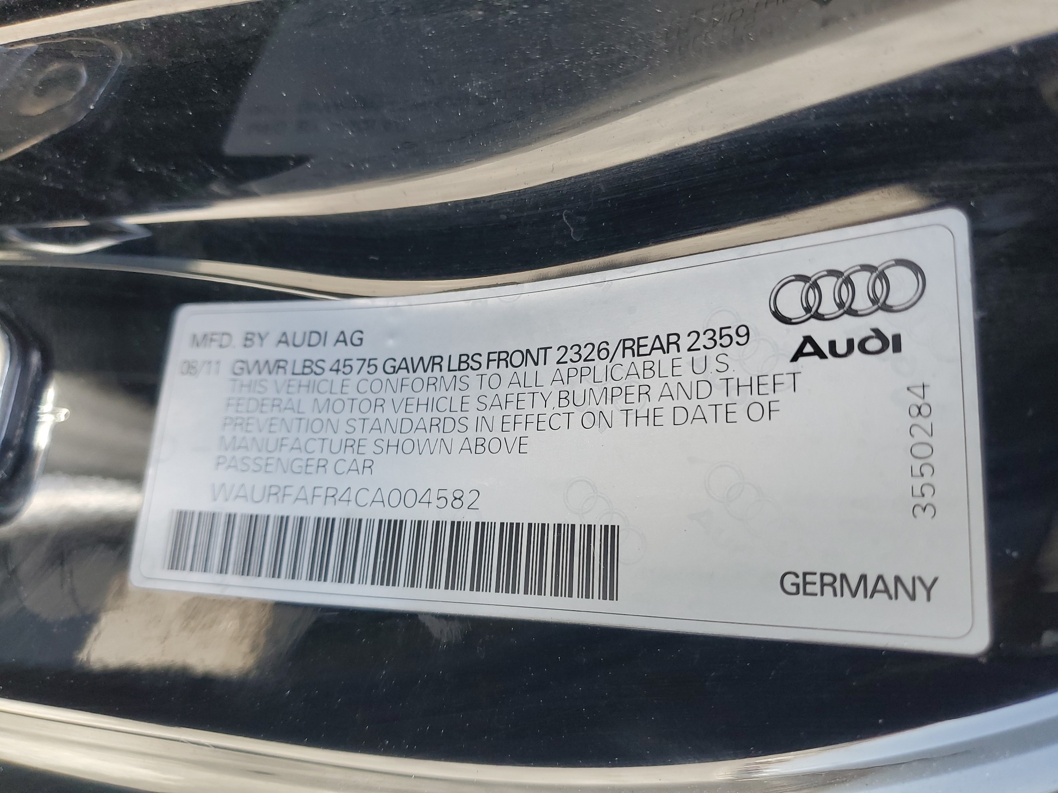 WAURFAFR4CA004582 2012 Audi A5 Premium Plus