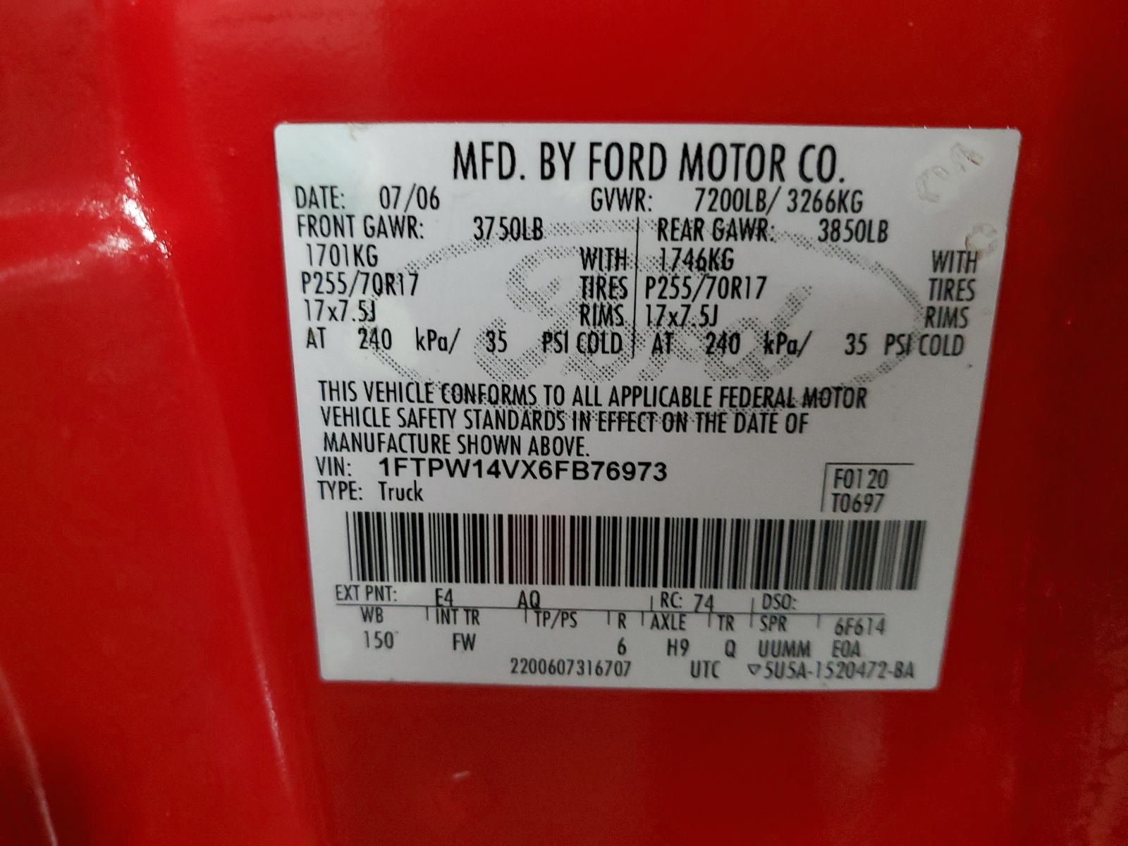 1FTPW14VX6FB76973 2006 Ford F150 Supercrew