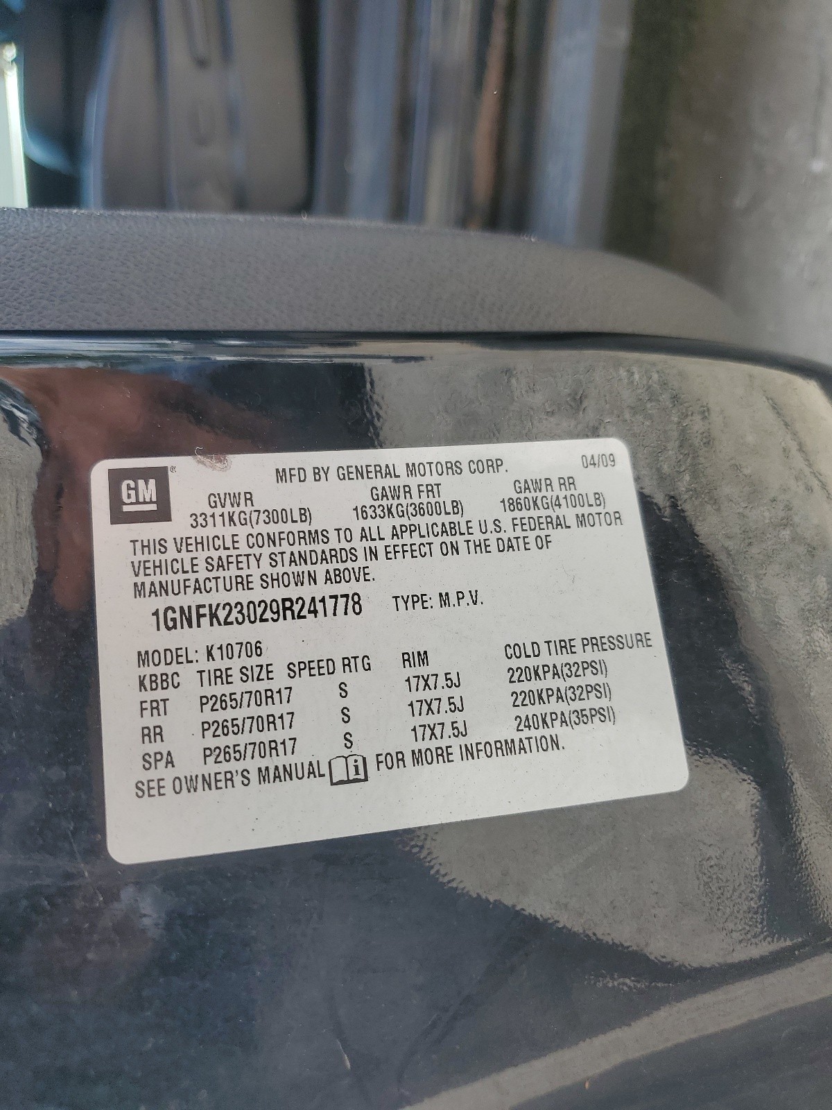 1GNFK23029R241778 2009 Chevrolet Tahoe K1500 Lt