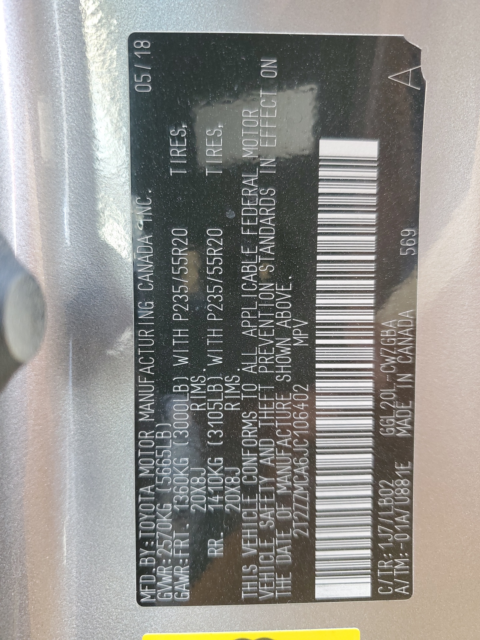 2T2ZZMCA6JC106402 2018 Lexus Rx 350 Base