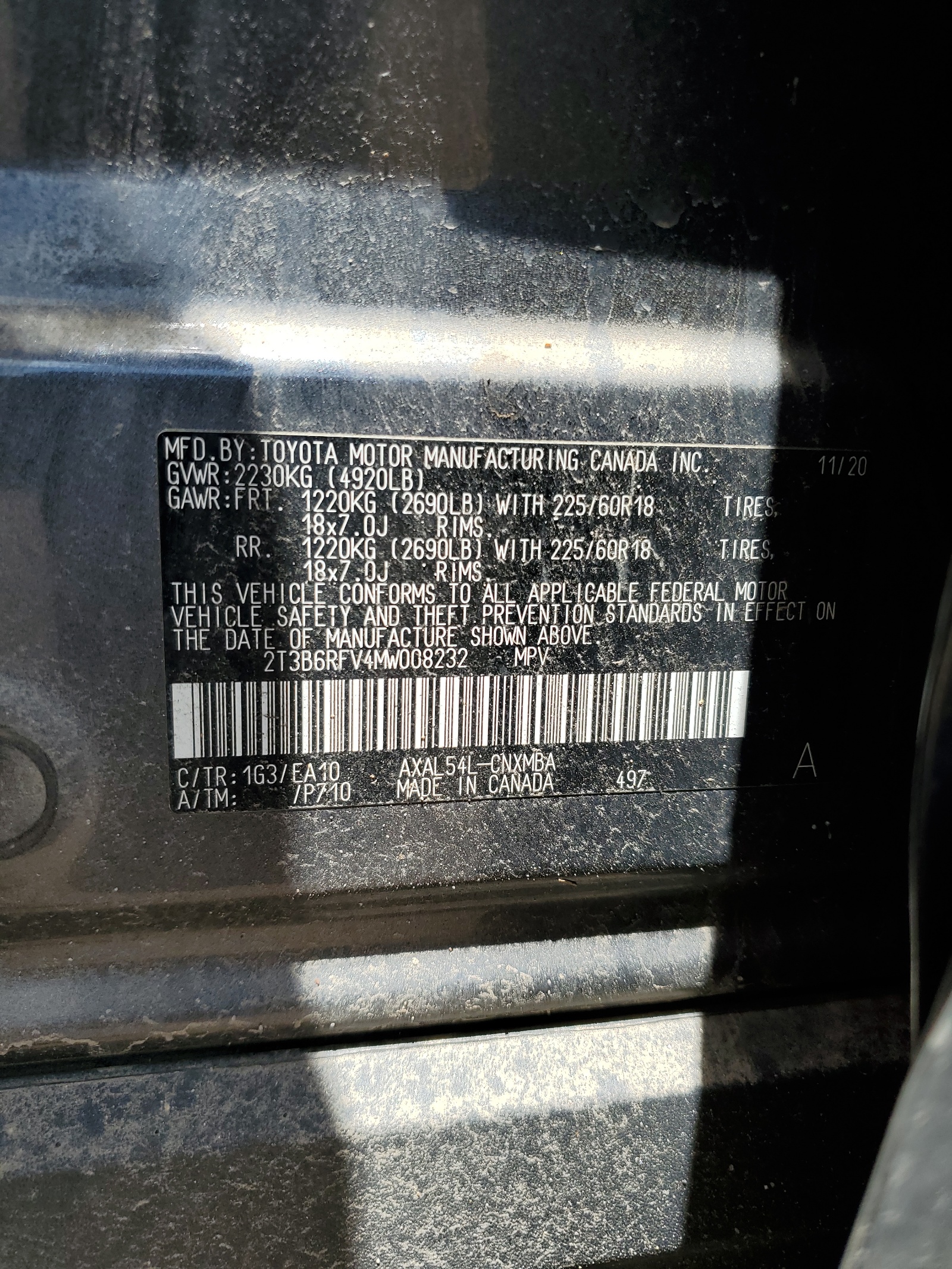 2T3B6RFV4MW008232 2021 Toyota Rav4 Xle Premium
