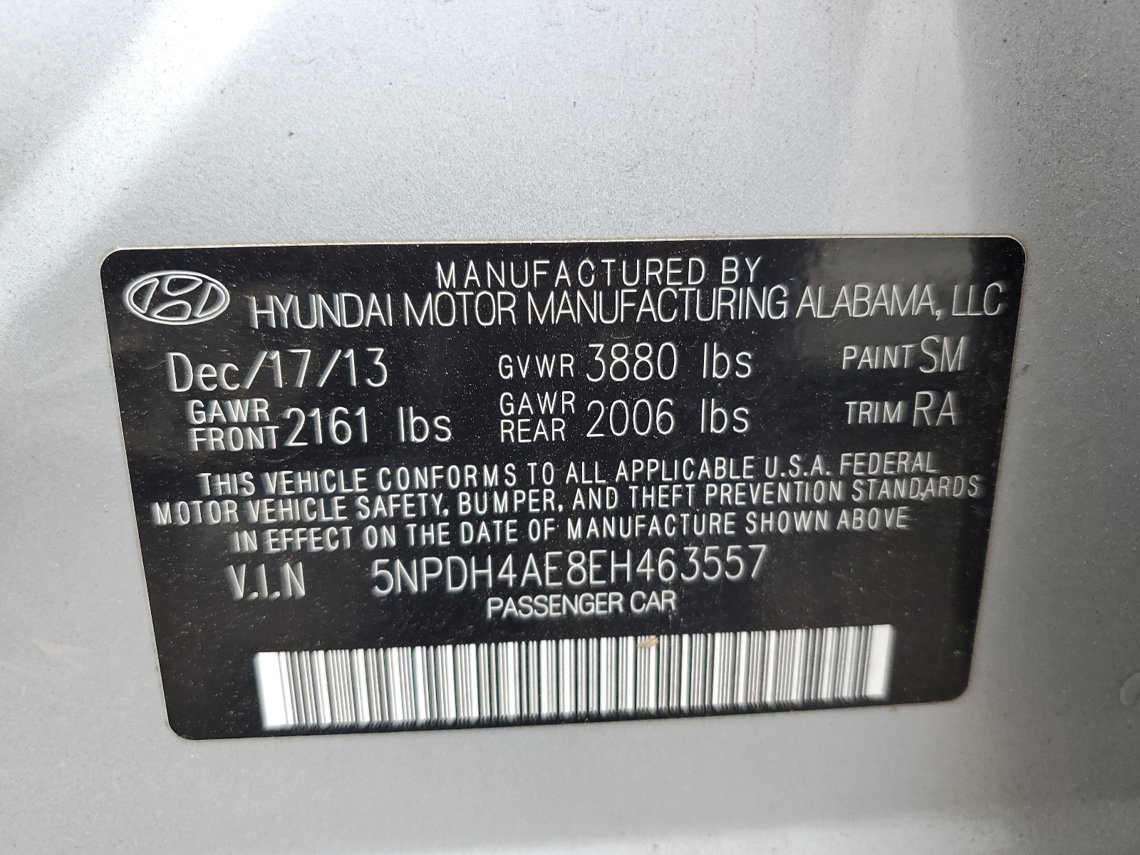 5NPDH4AE8EH463557 2014 Hyundai Elantra Se