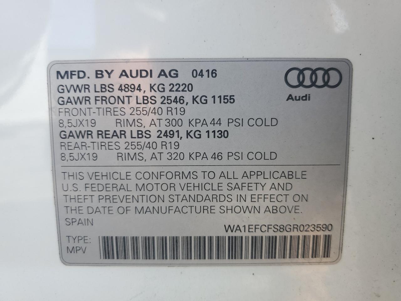 WA1EFCFS8GR023590 2016 Audi Q3 Premium Plus