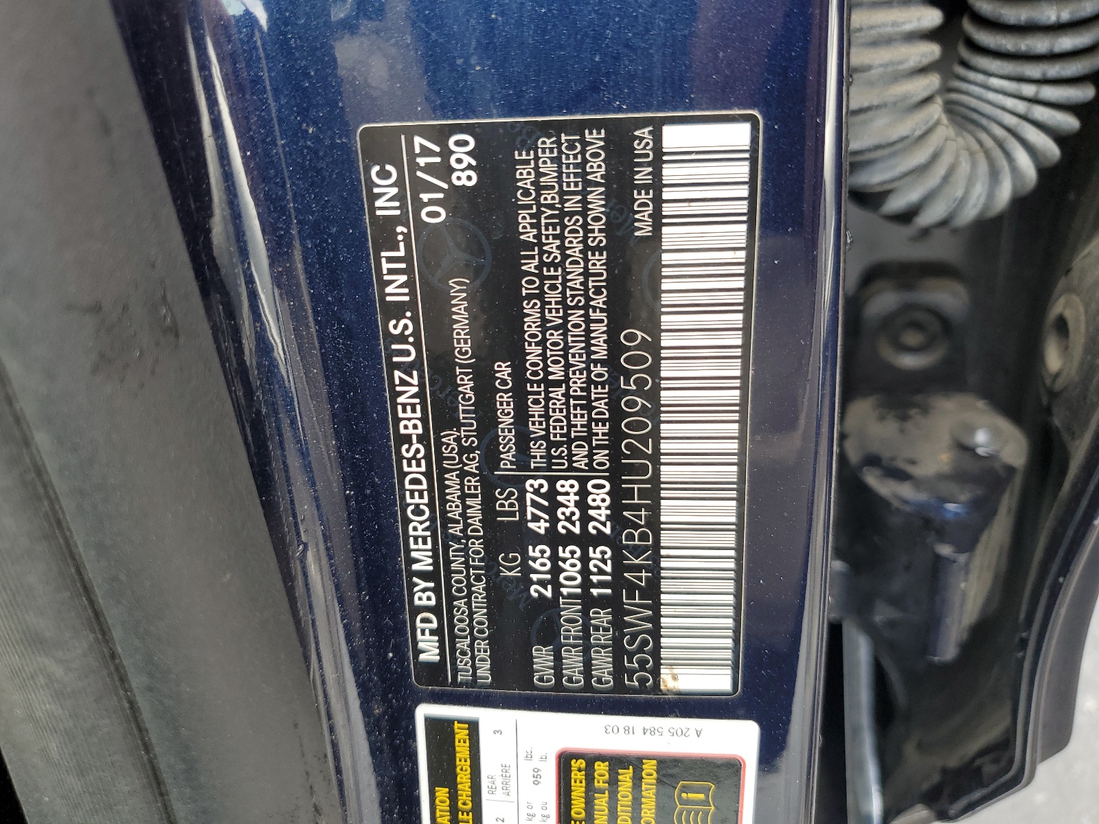 55SWF4KB4HU209509 2017 Mercedes-Benz C 300 4Matic