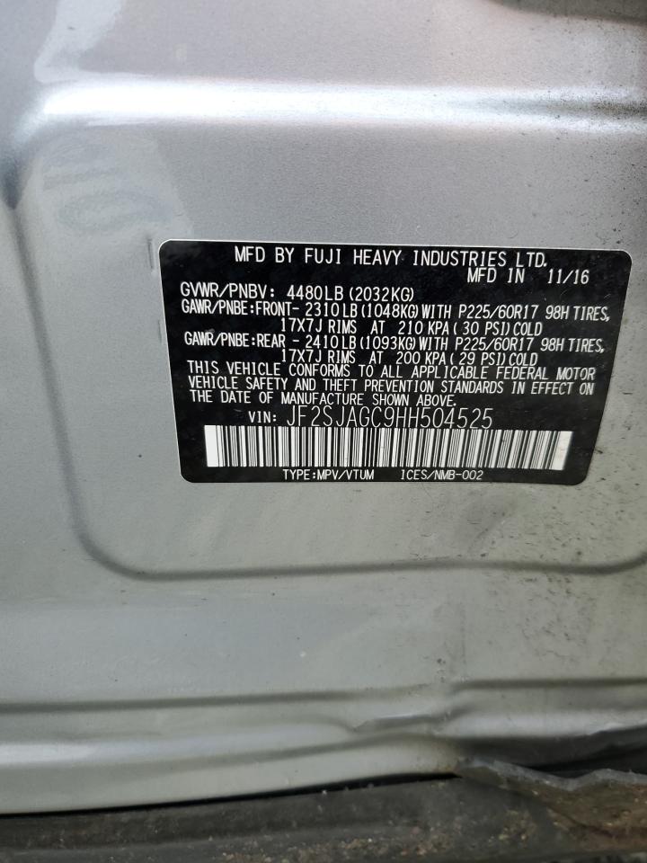 2017 Subaru Forester 2.5I Premium VIN: JF2SJAGC9HH504525 Lot: 59155044