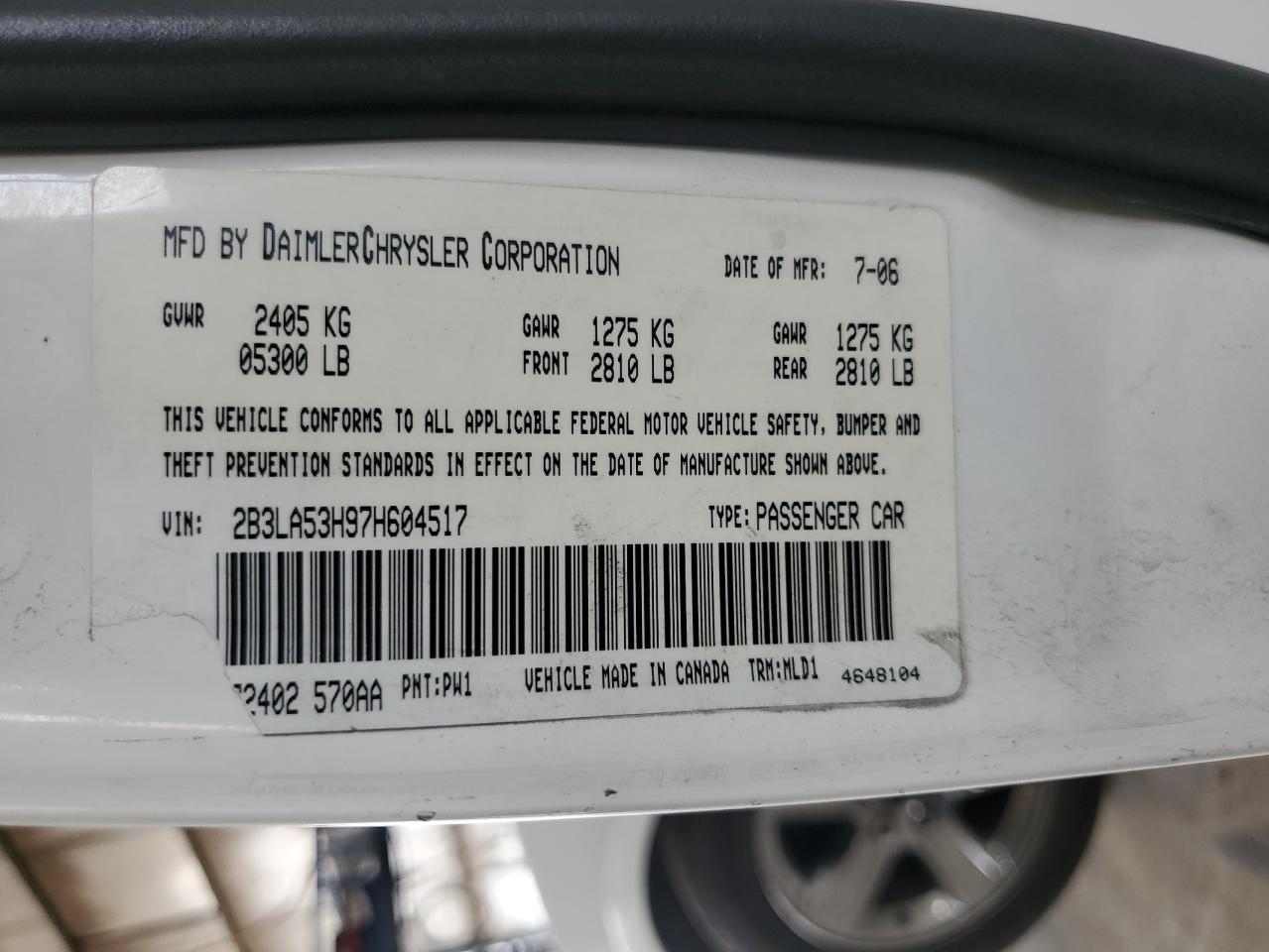 2B3LA53H97H604517 2007 Dodge Charger R/T