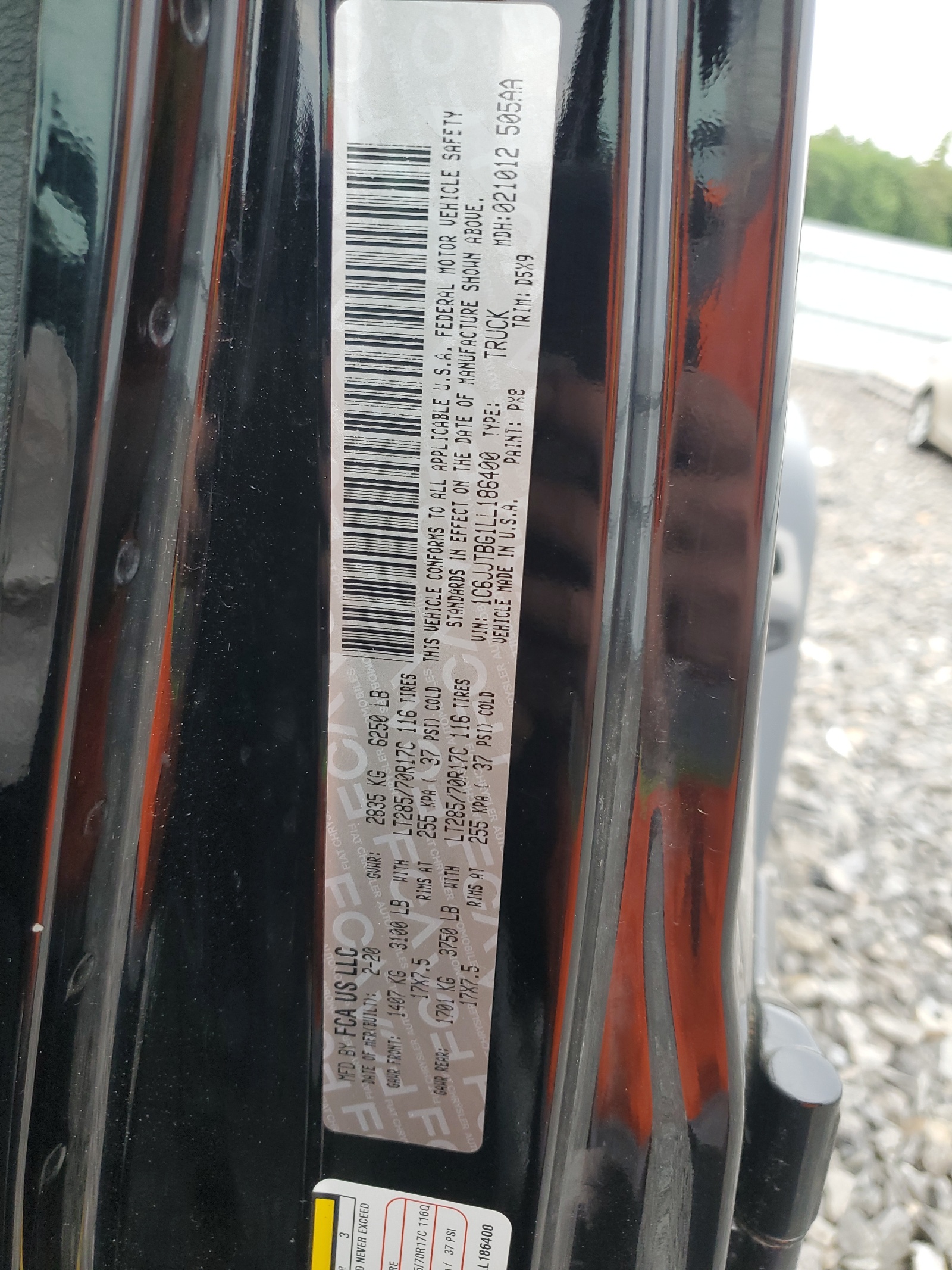 1C6JJTBG1LL186400 2020 Jeep Gladiator Rubicon