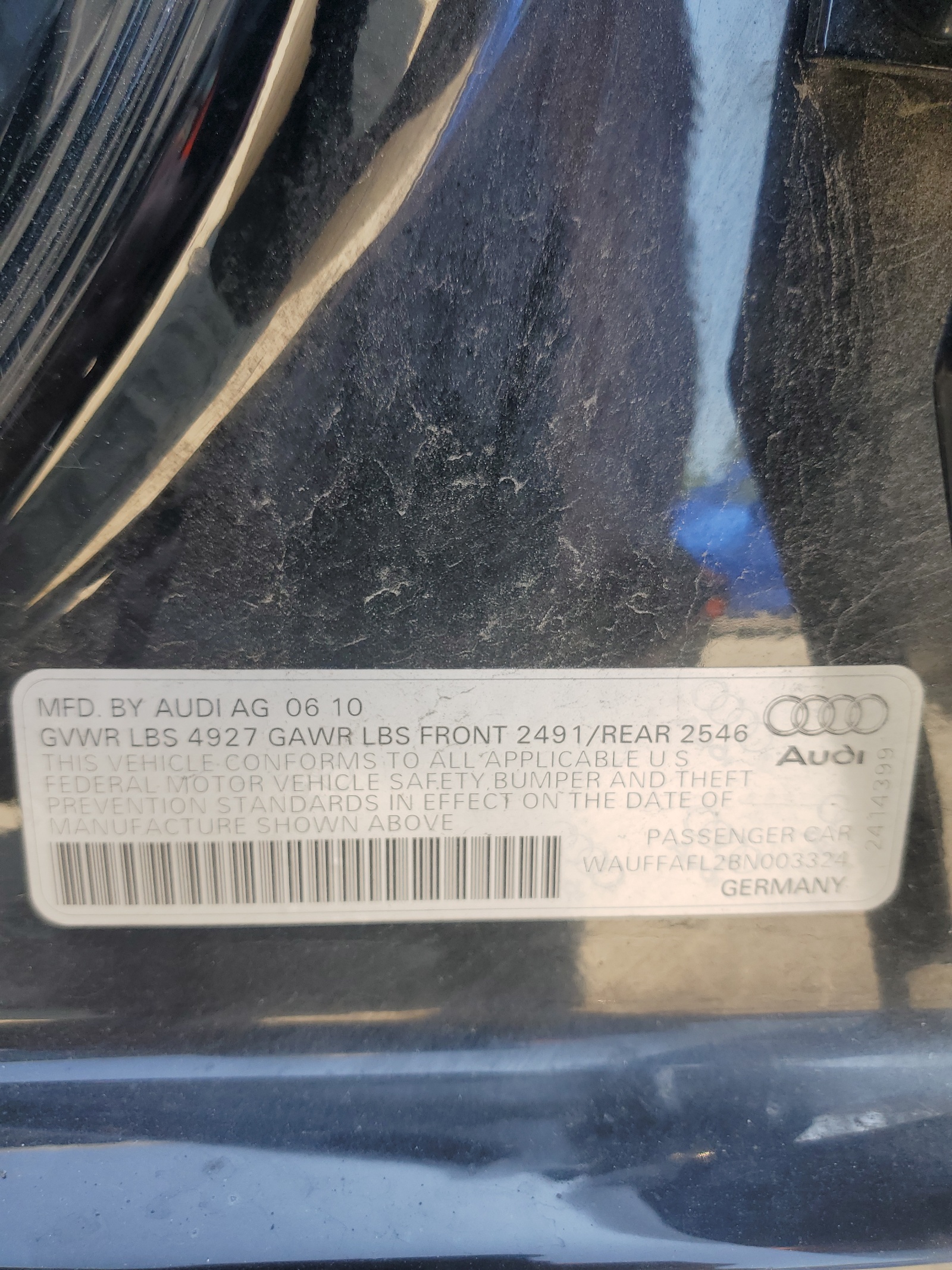 WAUFFAFL2BN003324 2011 Audi A4 Premium Plus