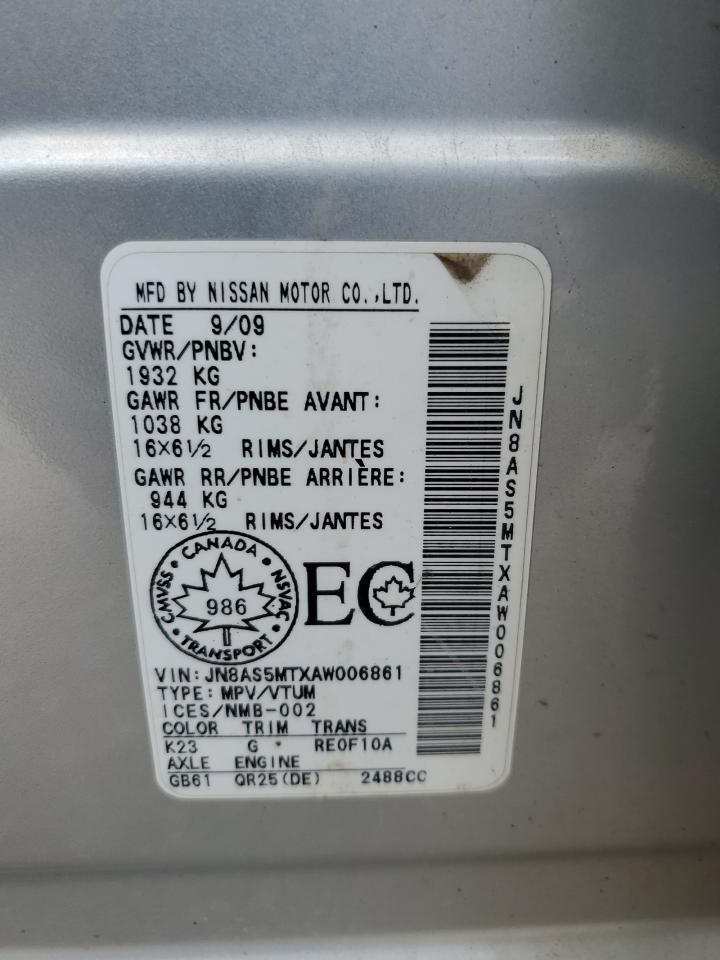 2010 Nissan Rogue S VIN: JN8AS5MTXAW006861 Lot: 56503214