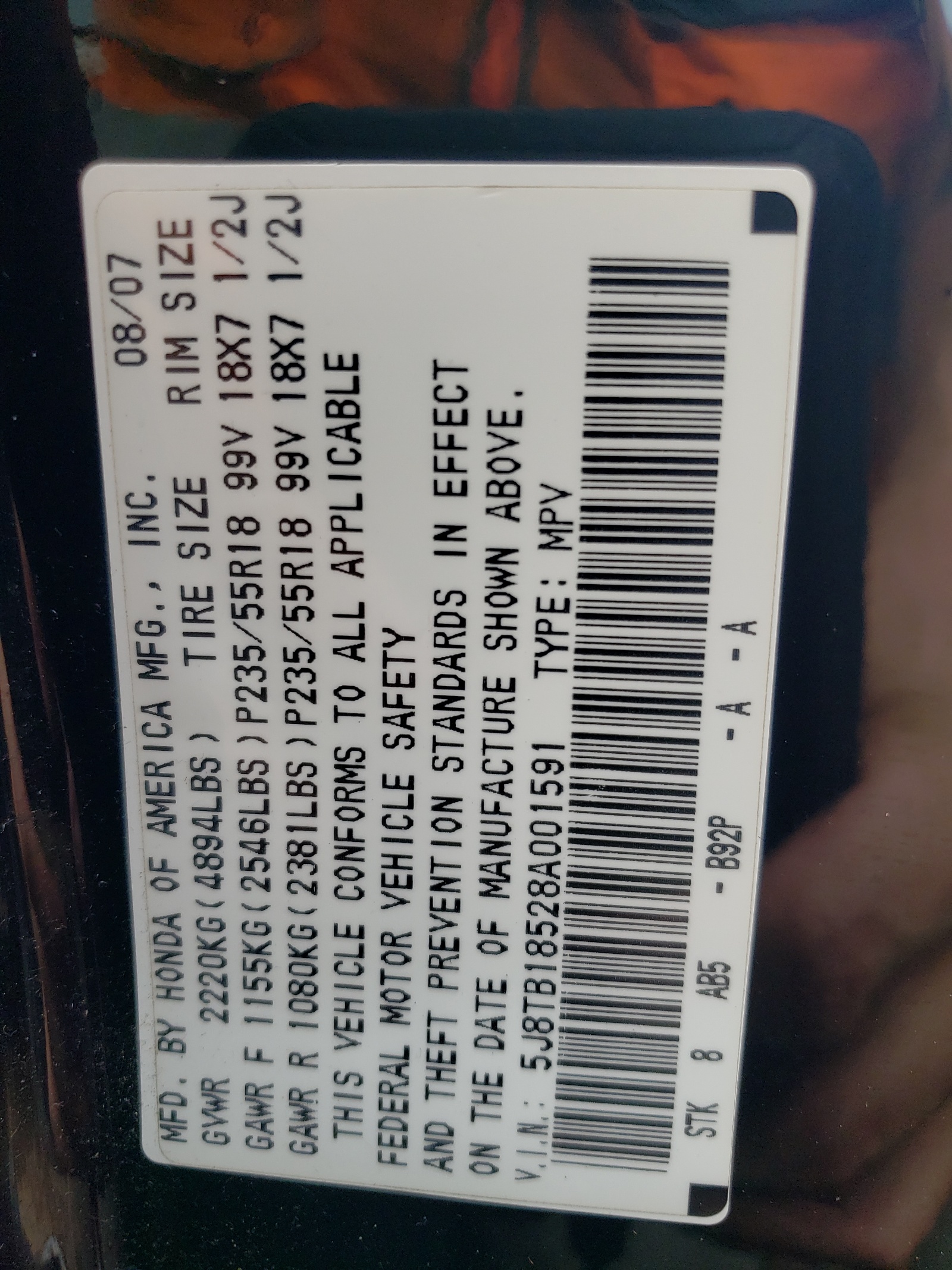 5J8TB18528A001591 2008 Acura Rdx Technology