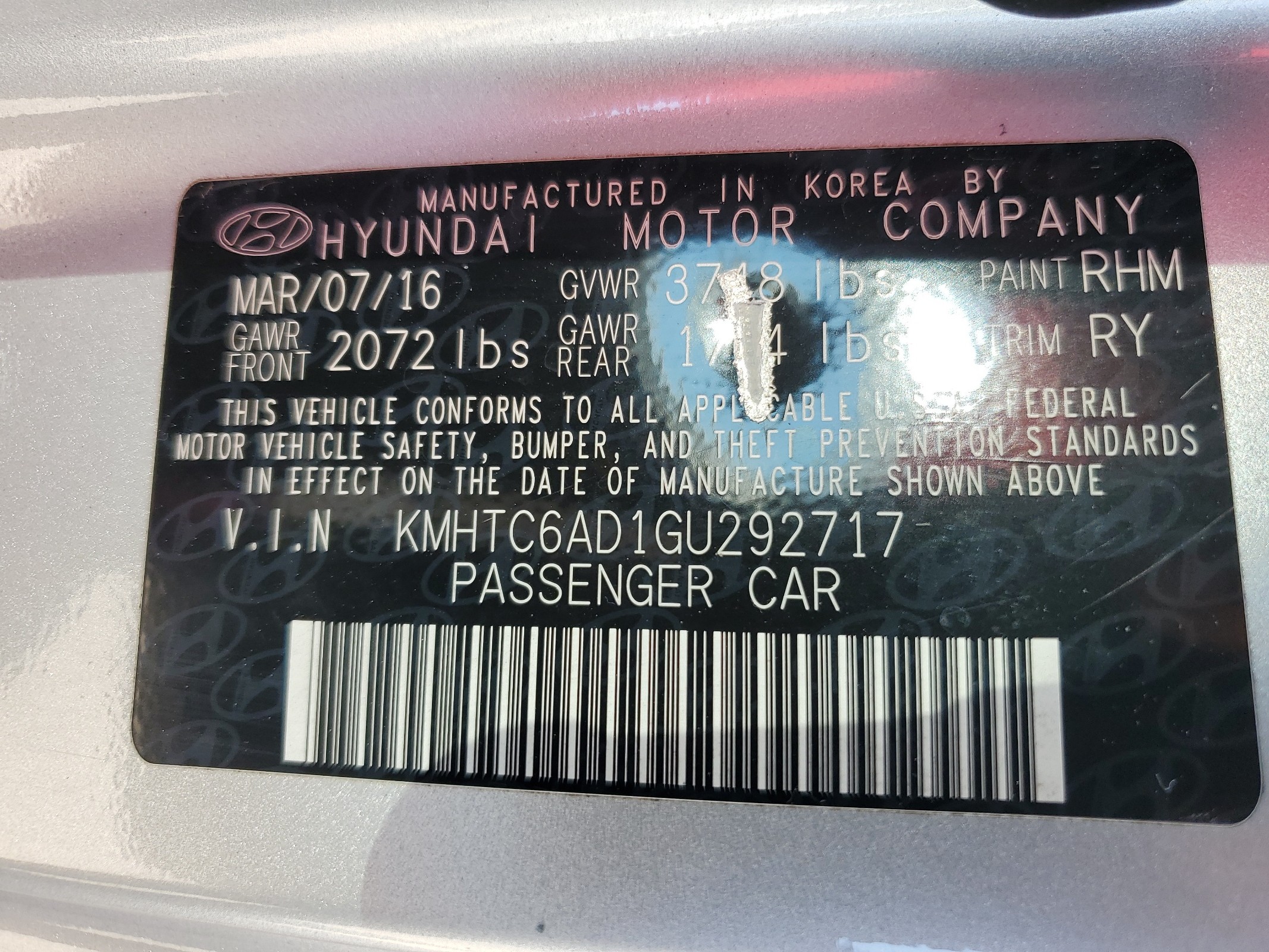 KMHTC6AD1GU292717 2016 Hyundai Veloster