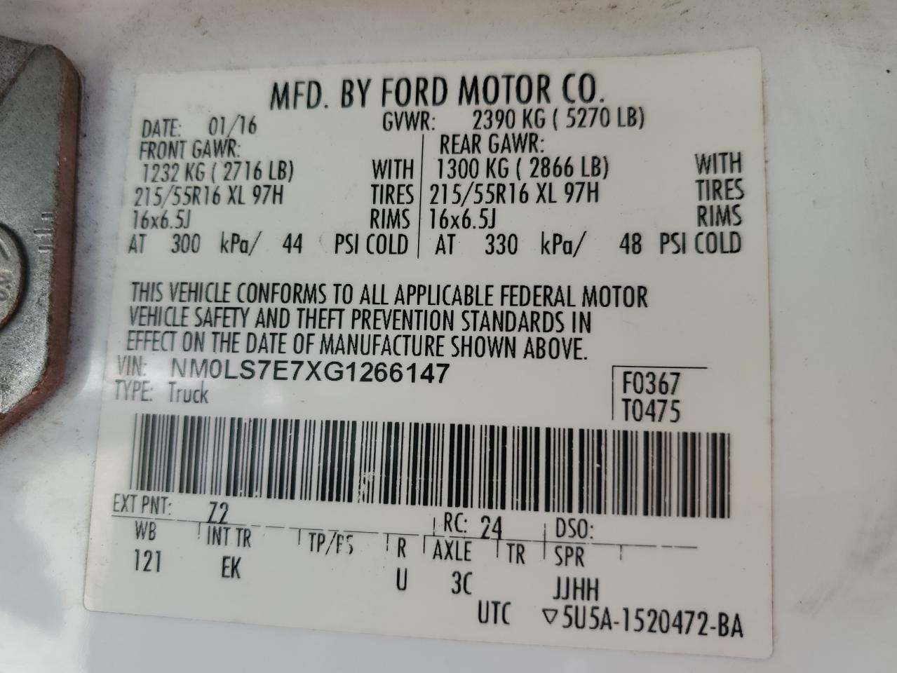 NM0LS7E7XG1266147 2016 Ford Transit Connect Xl