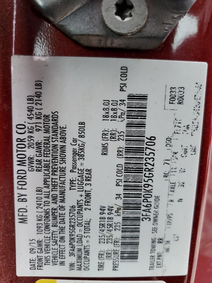 2016 Ford Fusion Titanium VIN: 3FA6P0K95GR235706 Lot: 58853904