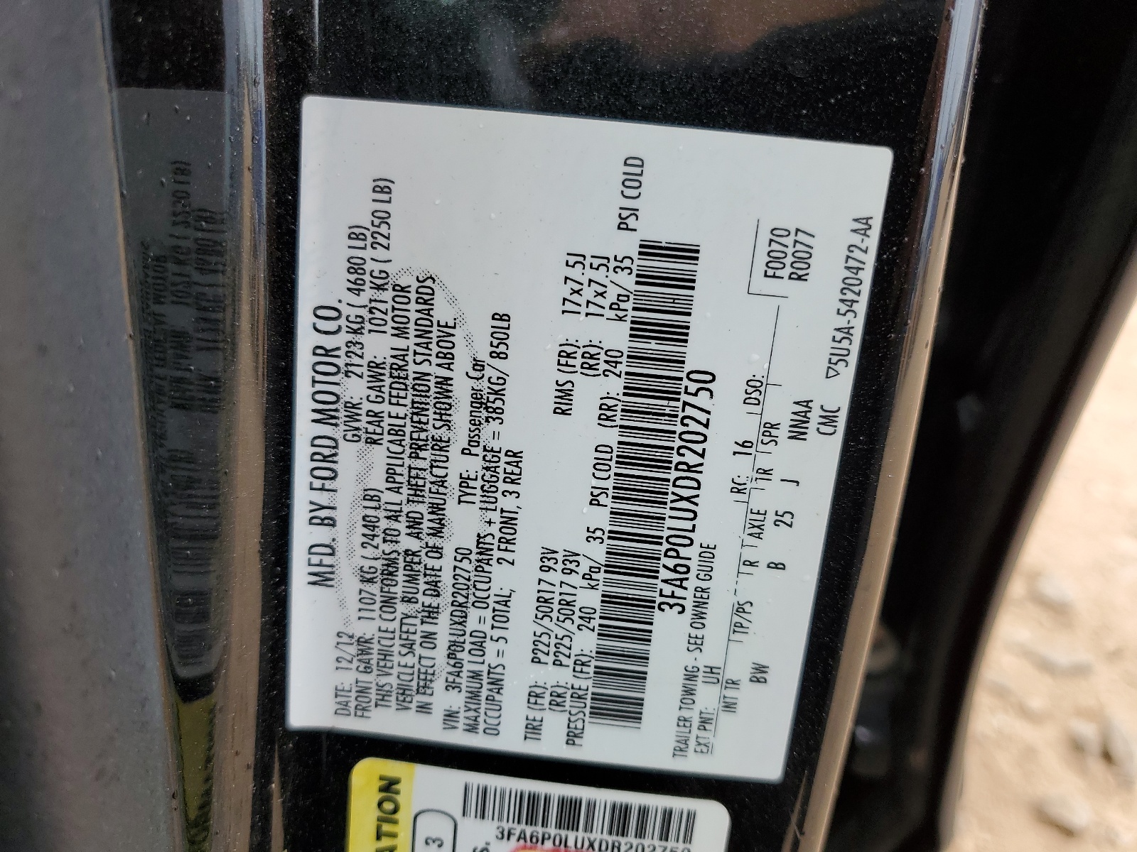 3FA6P0LUXDR202750 2013 Ford Fusion Se Hybrid