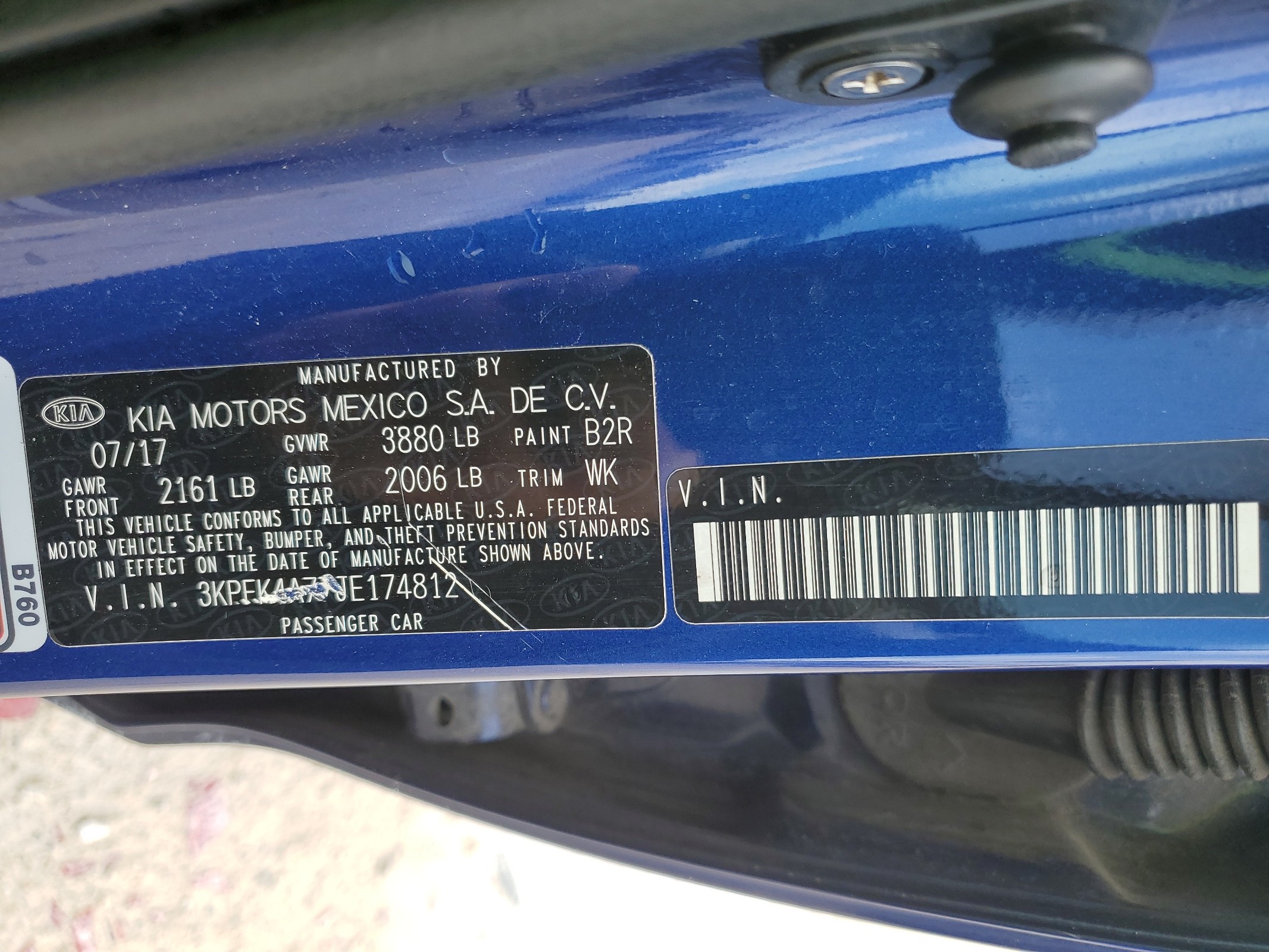 3KPFK4A77JE174812 2018 Kia Forte Lx