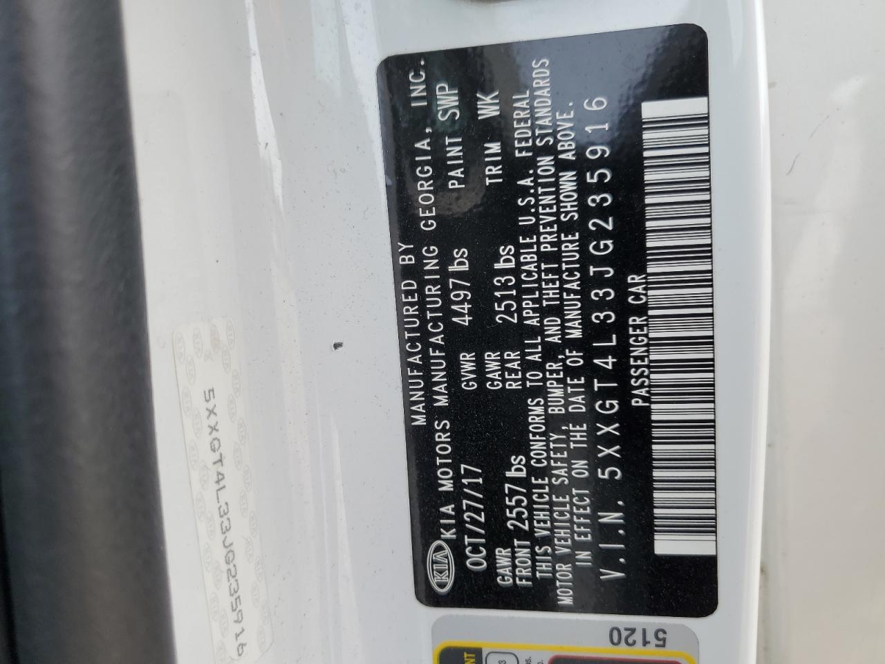 2018 Kia Optima Lx VIN: 5XXGT4L33JG235916 Lot: 57546274