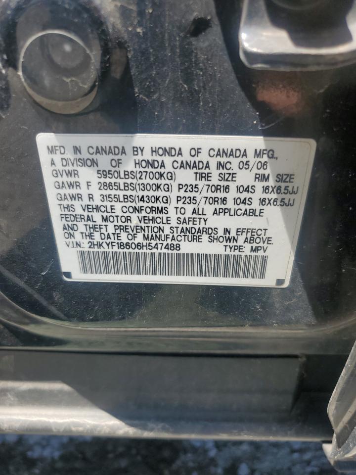 2006 Honda Pilot Ex VIN: 2HKYF18606H547488 Lot: 58728734