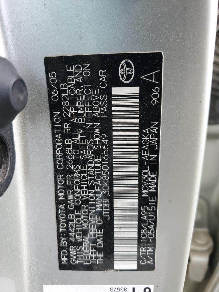 2005 Toyota Camry Le VIN: JTDBF30K850165649 Lot: 60299254