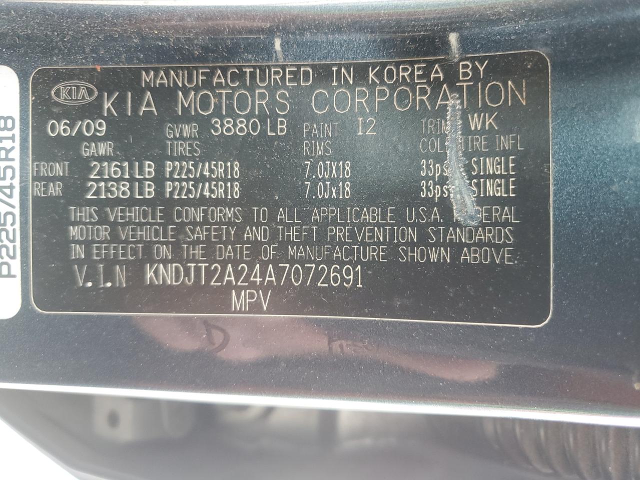 2010 Kia Soul + VIN: KNDJT2A24A7072691 Lot: 60161334