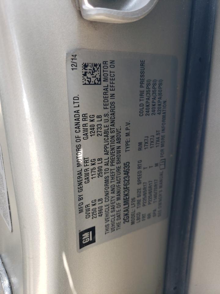 2015 GMC Terrain Sle VIN: 2GKALMEK3F6234635 Lot: 59293424