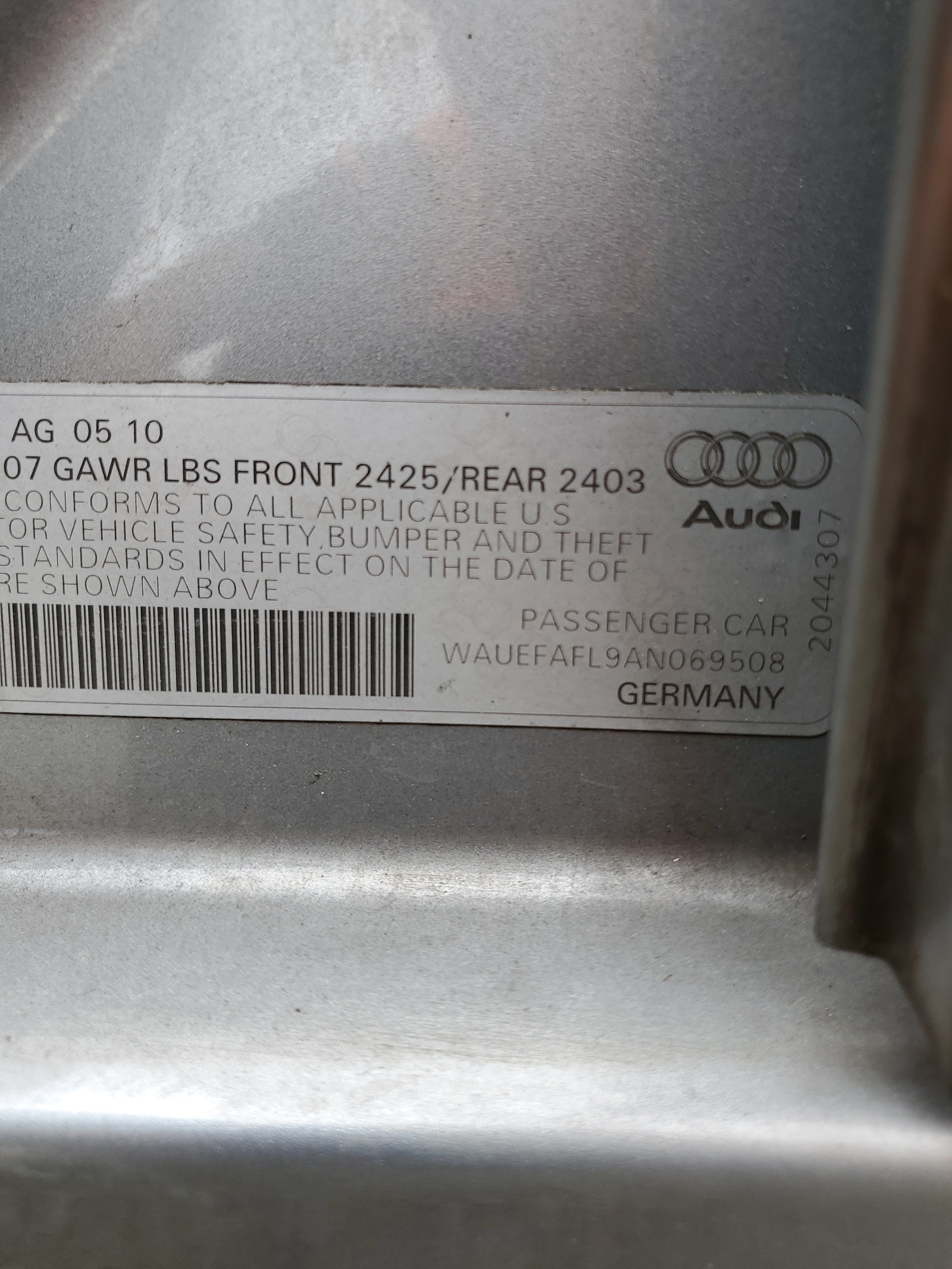 WAUEFAFL9AN069508 2010 Audi A4 Premium Plus