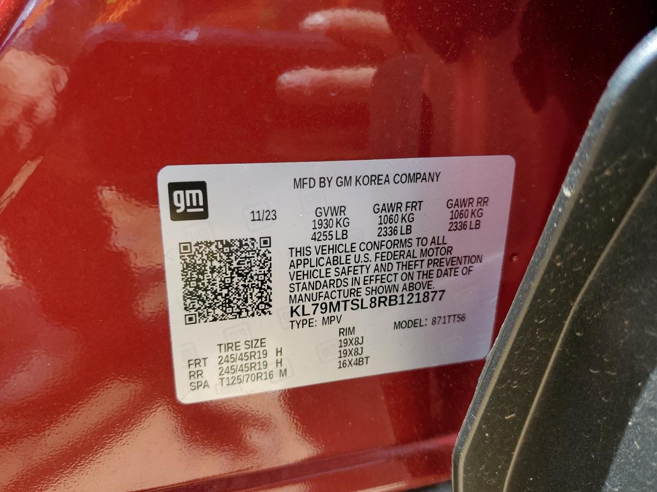 2024 Chevrolet Trailblazer Rs VIN: KL79MTSL8RB121877 Lot: 58364024