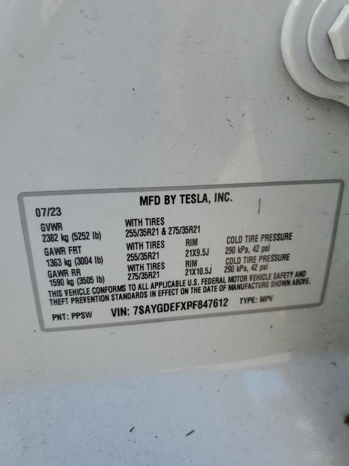 7SAYGDEFXPF847612 2023 Tesla Model Y