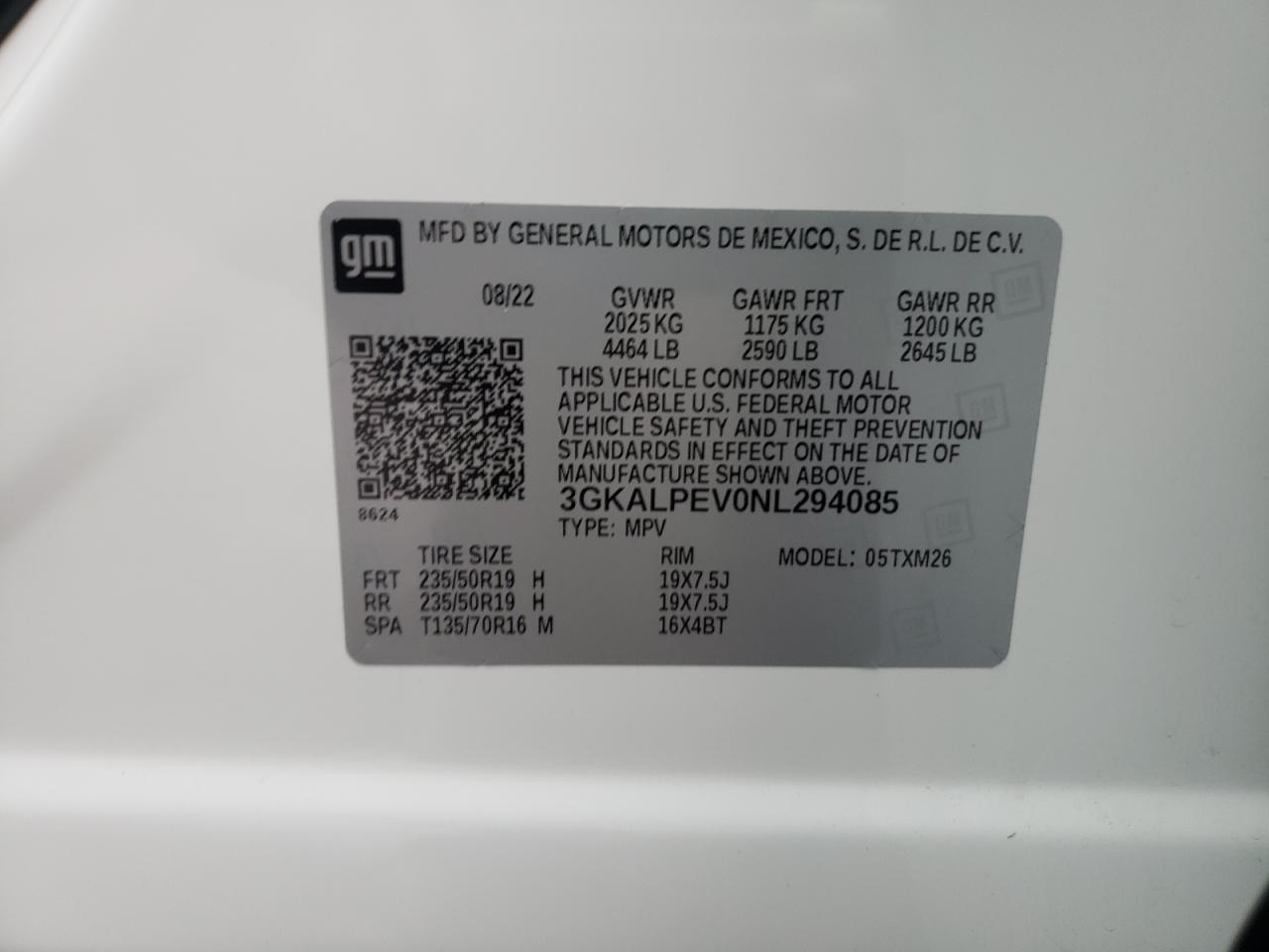 2022 GMC Terrain Slt VIN: 3GKALPEV0NL294085 Lot: 57021964