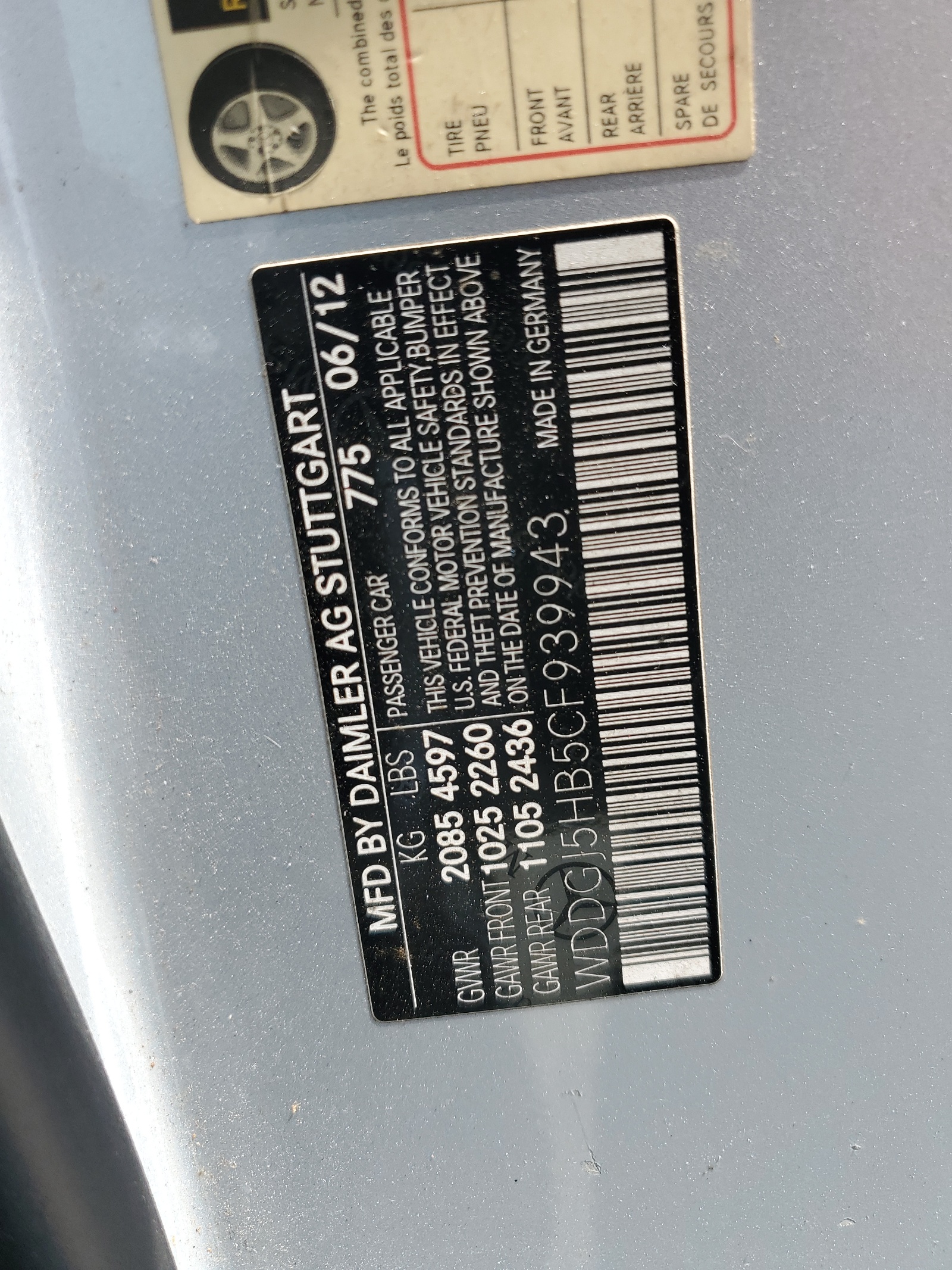 WDDGJ5HB5CF939943 2012 Mercedes-Benz C 350