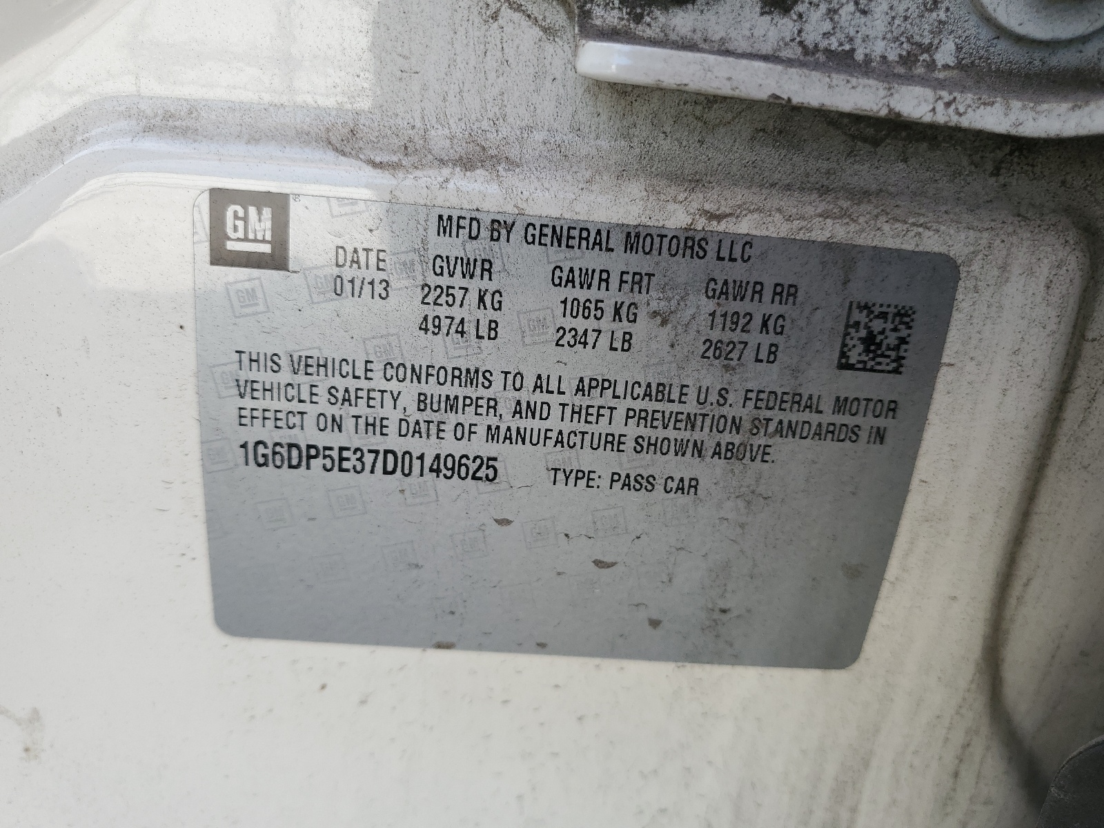 1G6DP5E37D0149625 2013 Cadillac Cts Premium Collection
