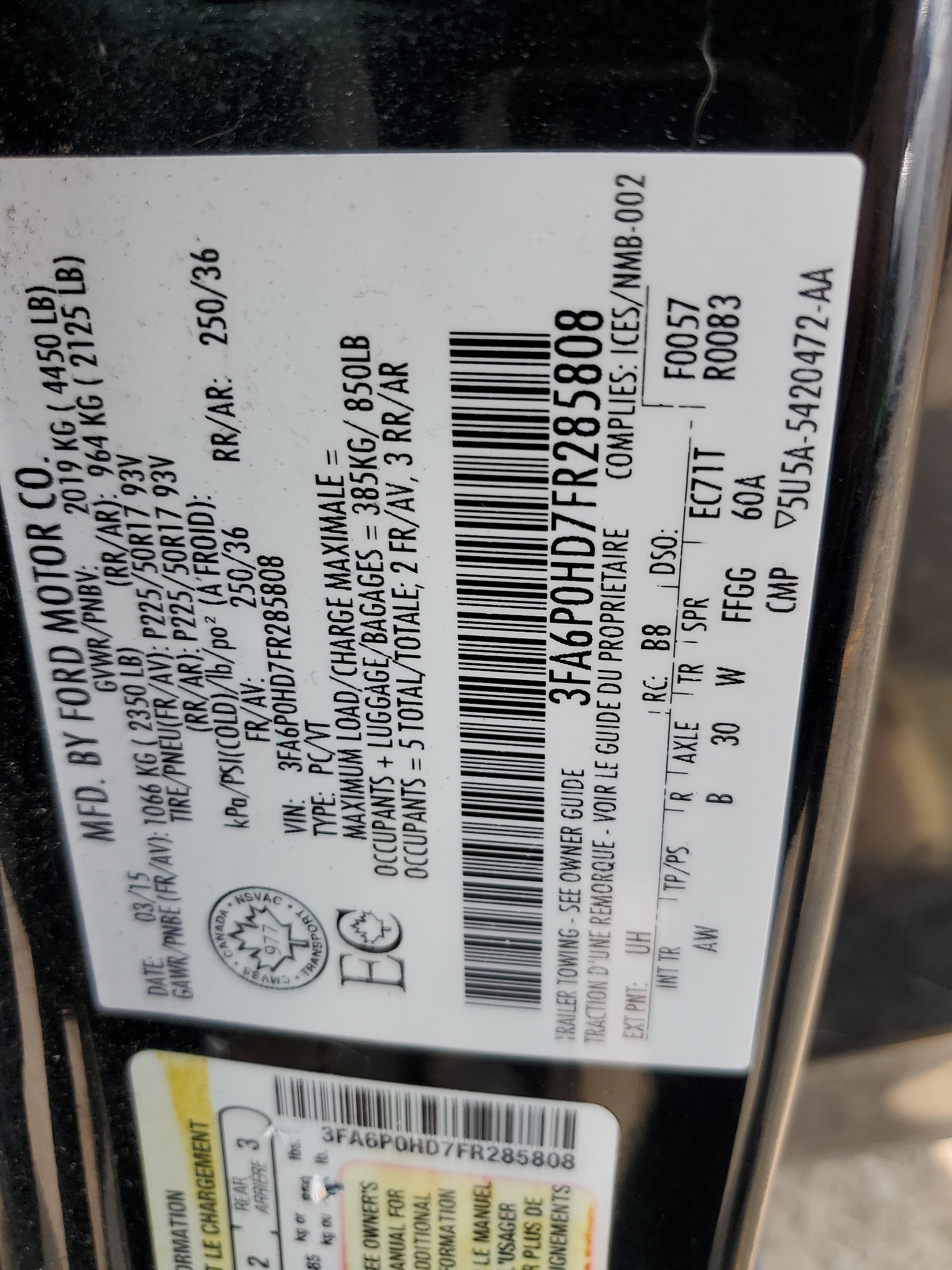 3FA6P0HD7FR285808 2015 Ford Fusion Se