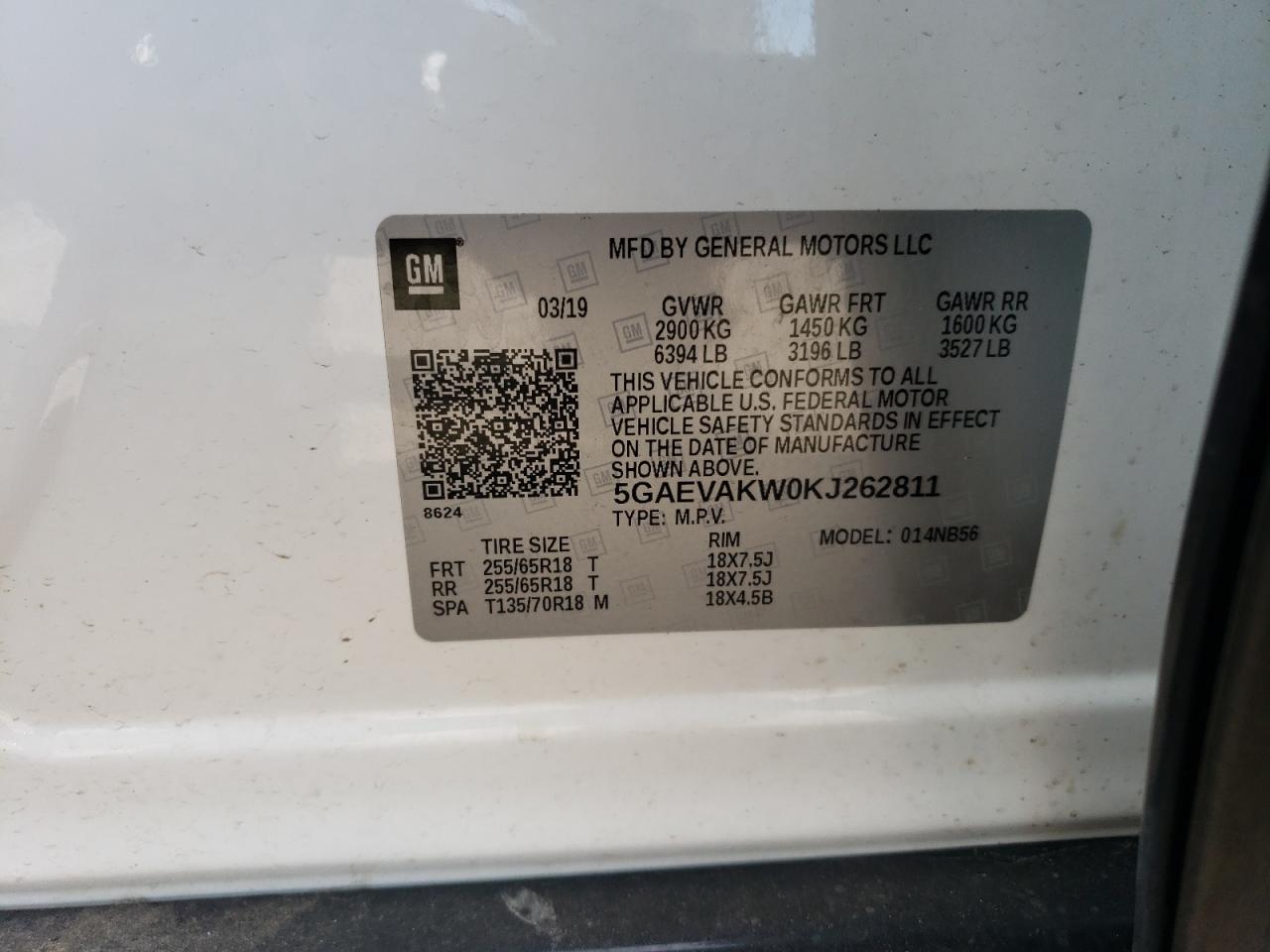 5GAEVAKW0KJ262811 2019 BUICK ENCLAVE - Image 12