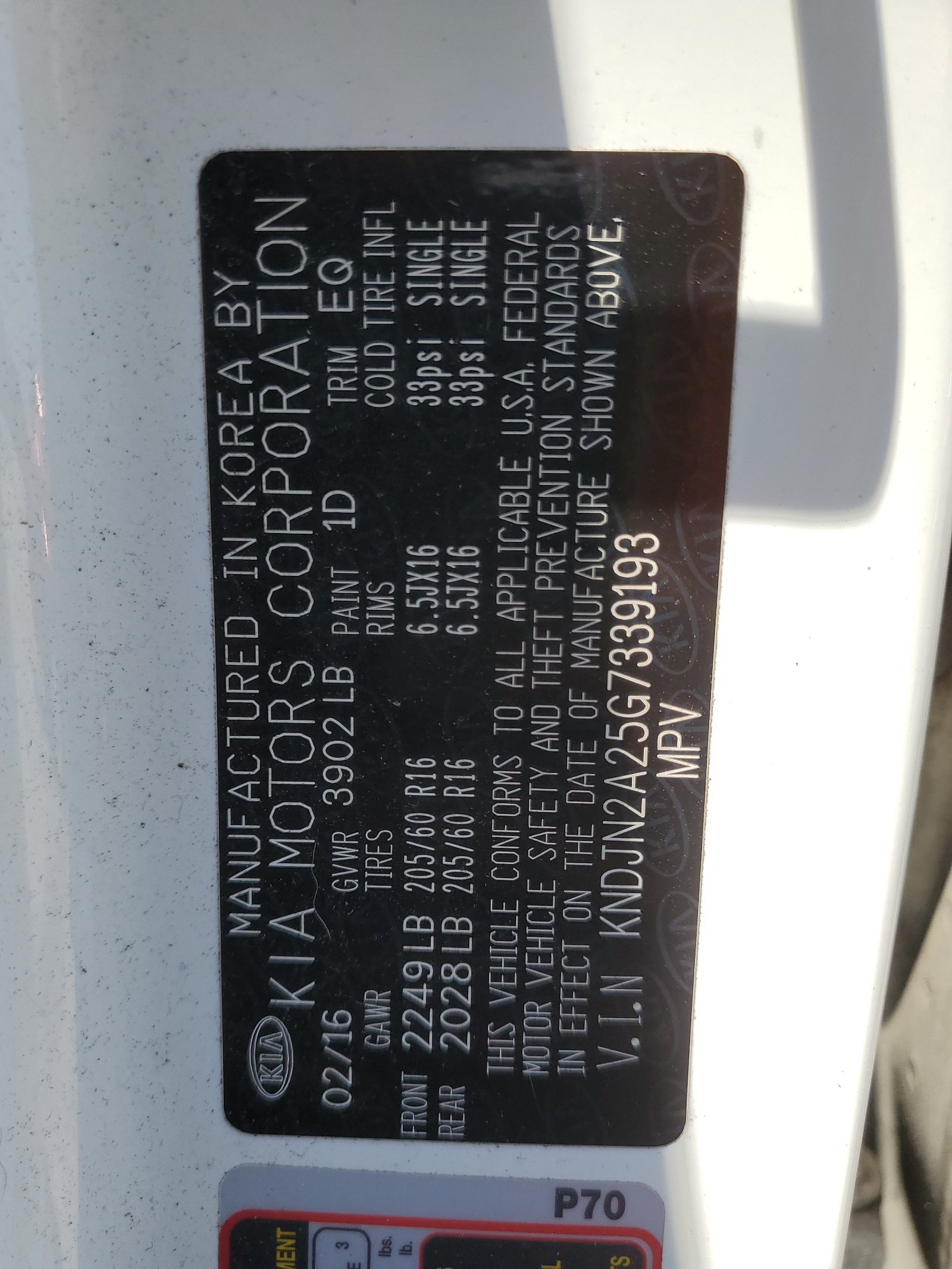 KNDJN2A25G7339193 2016 Kia Soul