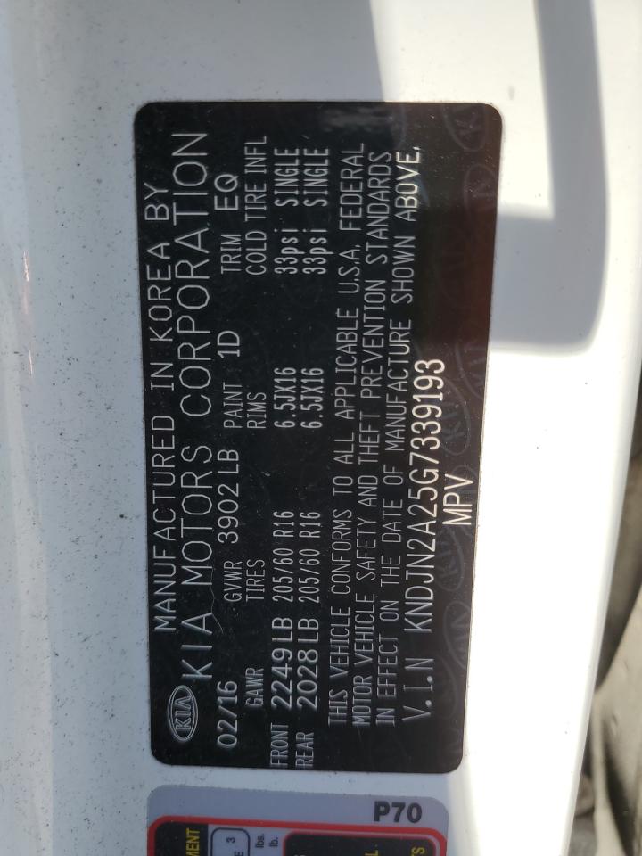 2016 Kia Soul VIN: KNDJN2A25G7339193 Lot: 60842224