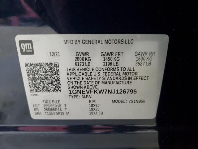 1GNEVFKW7NJ126795 | 2022 Chevrolet traverse ls