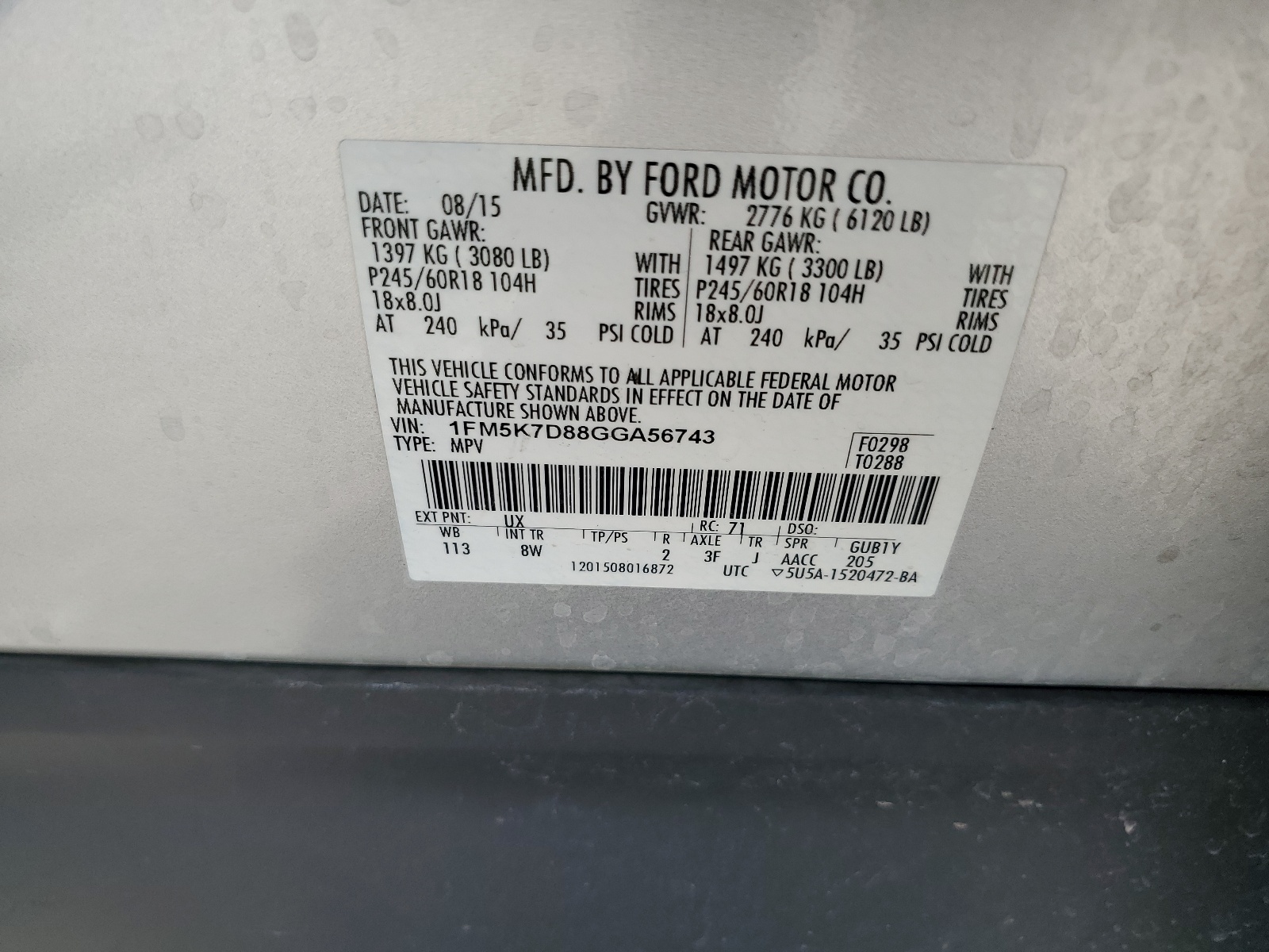 1FM5K7D88GGA56743 2016 Ford Explorer Xlt