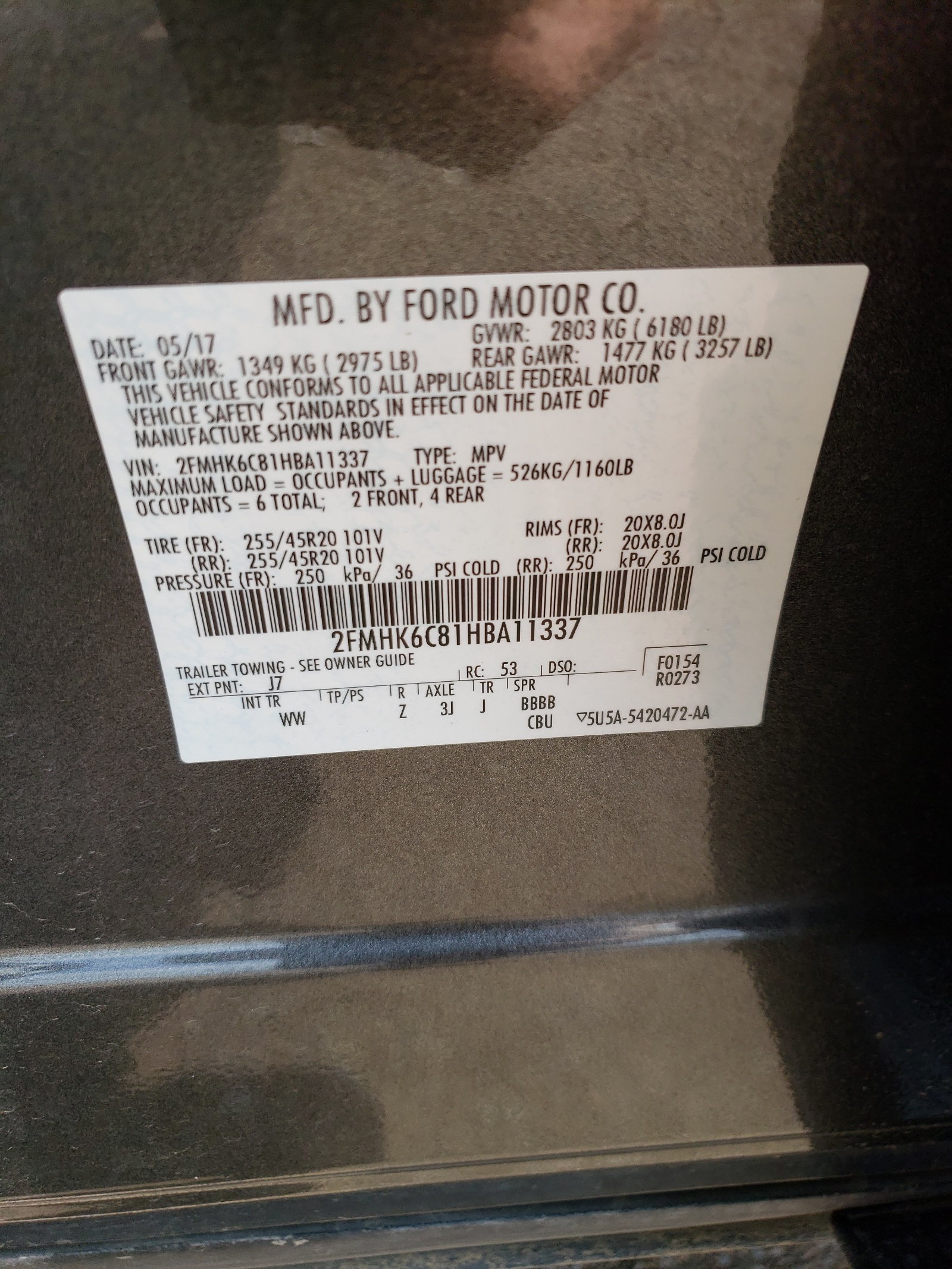 2FMHK6C81HBA11337 2017 Ford Flex Sel