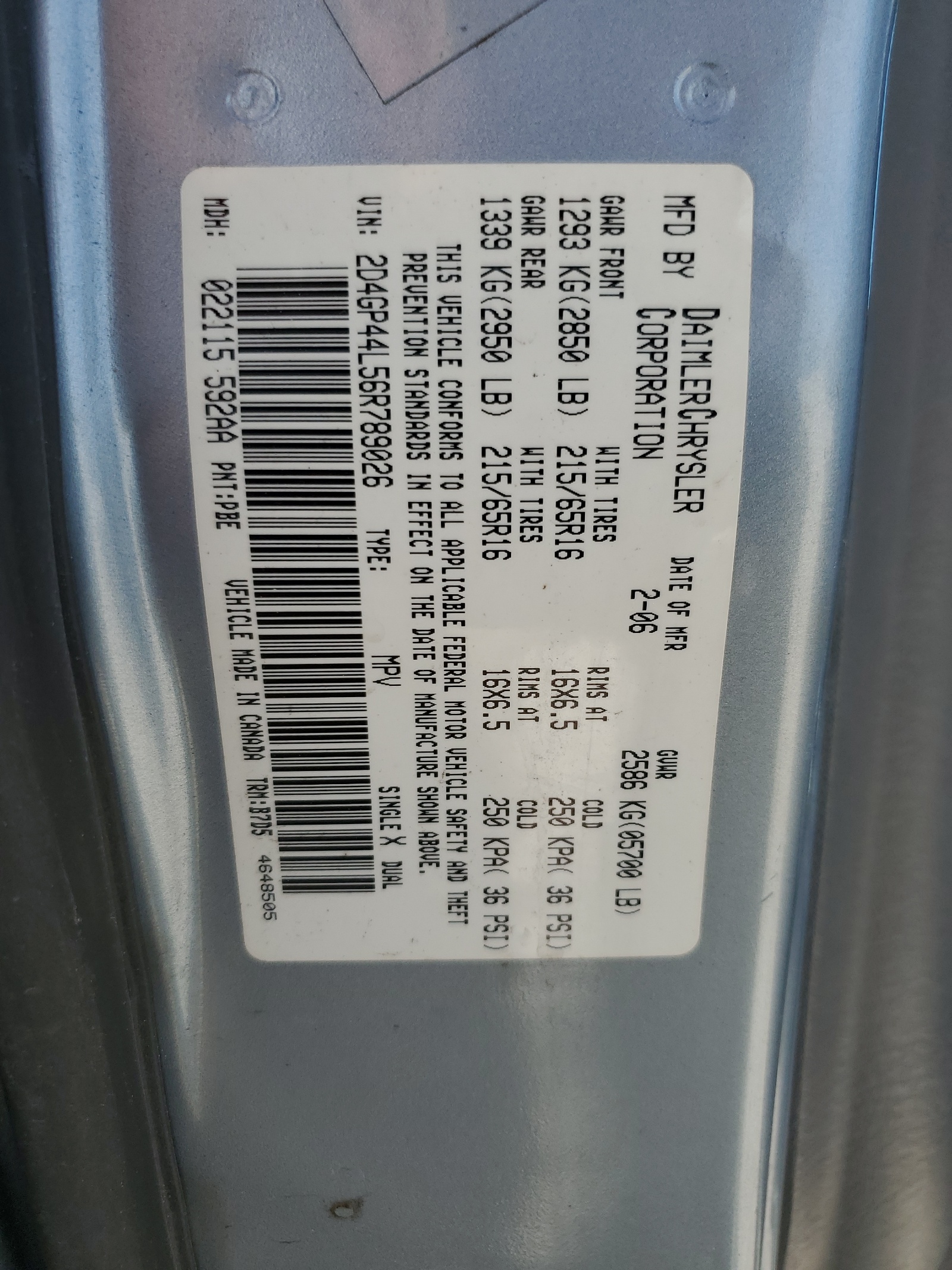 2D4GP44L56R789026 2006 Dodge Grand Caravan Sxt