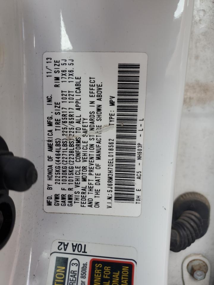 2014 Honda Cr-V Exl VIN: 5J6RM3H70EL018562 Lot: 57821134