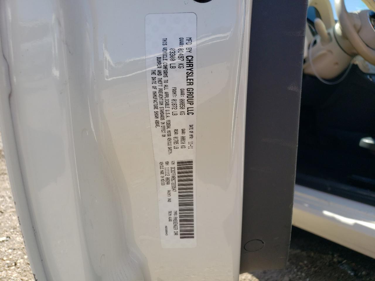 2012 Fiat 500 Pop VIN: 3C3CFFAR9CT223547 Lot: 58775094