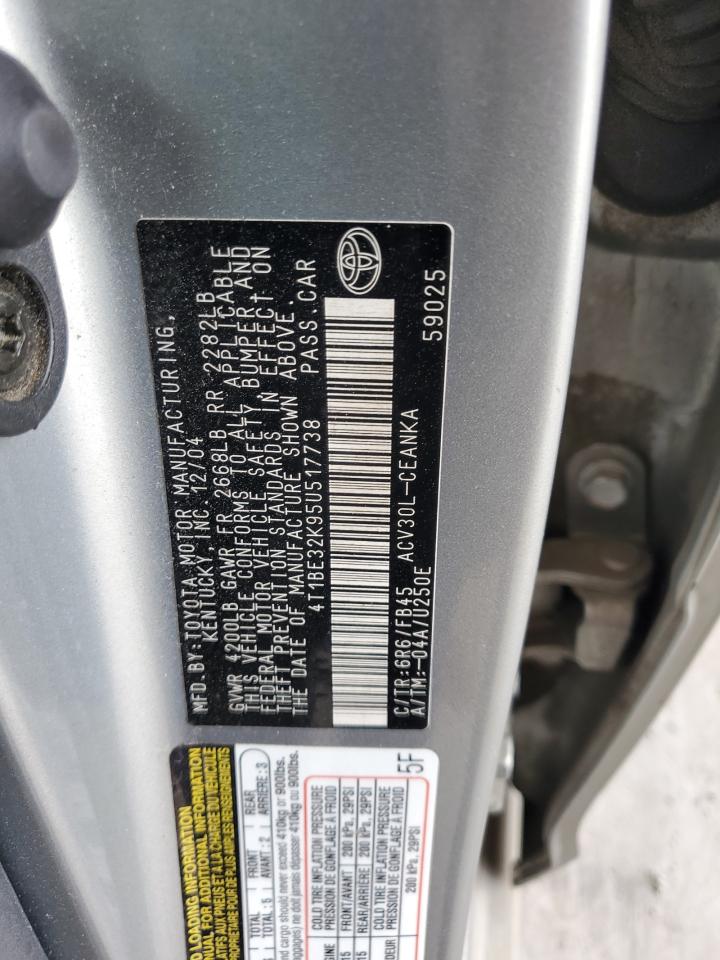 2005 Toyota Camry Le VIN: 4T1BE32K95U517738 Lot: 59679664