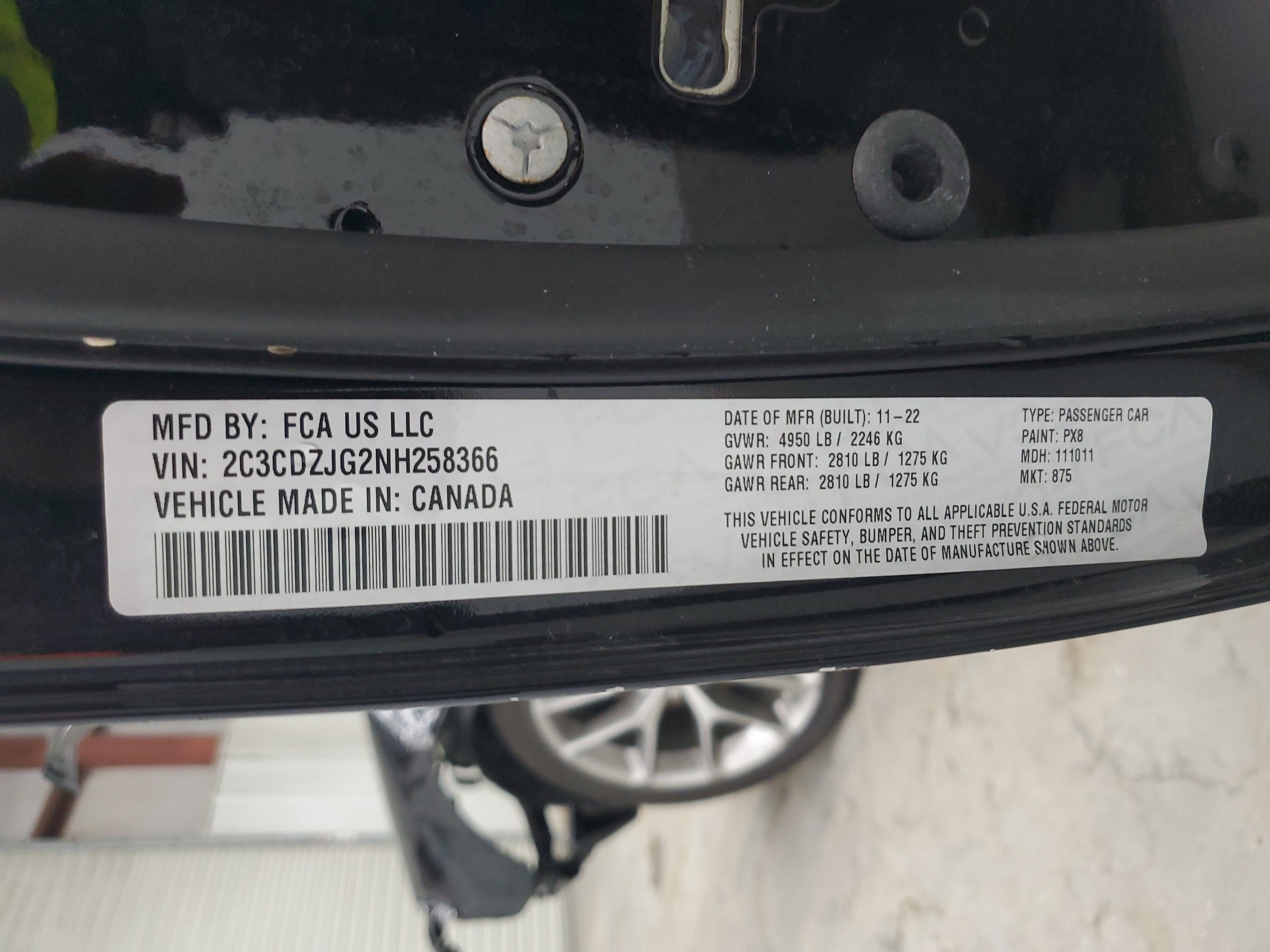 2C3CDZJG2NH258366 2022 Dodge Challenger Gt