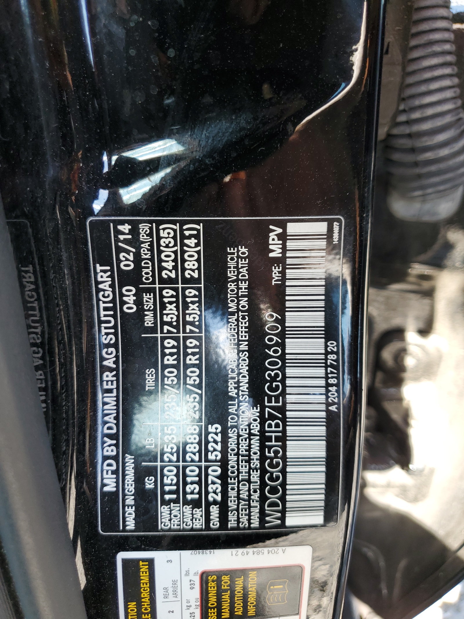 WDCGG5HB7EG306909 2014 Mercedes-Benz Glk 350