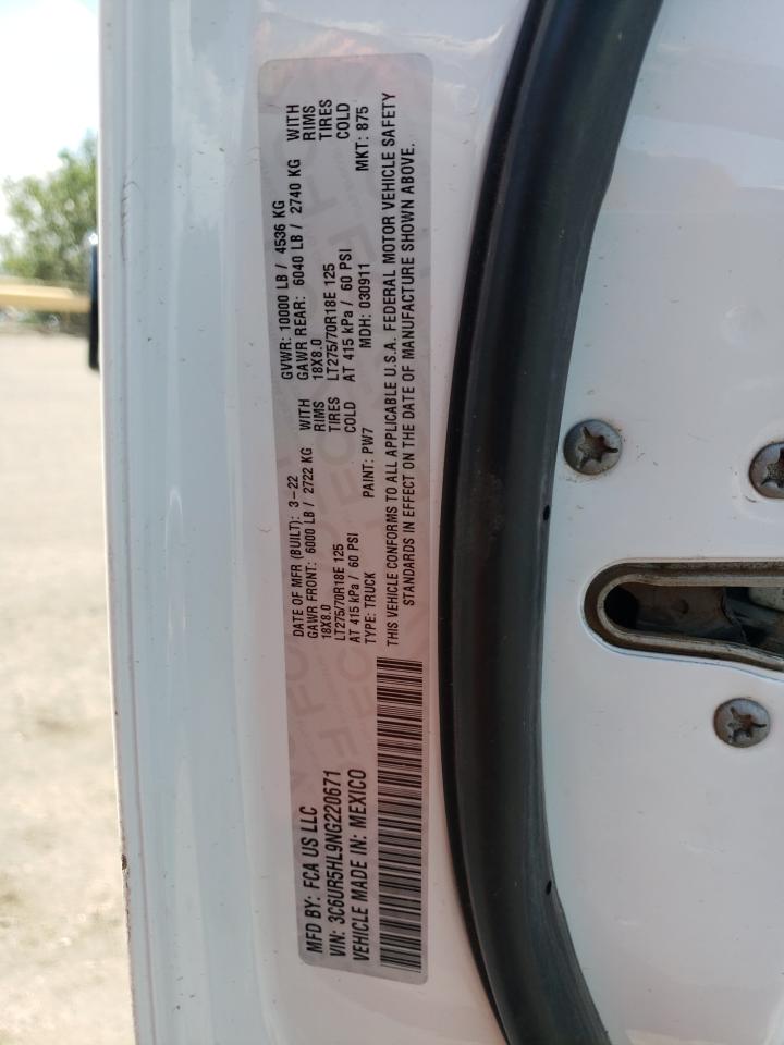 2022 Ram 2500 Tradesman VIN: 3C6UR5HL9NG220671 Lot: 59115834