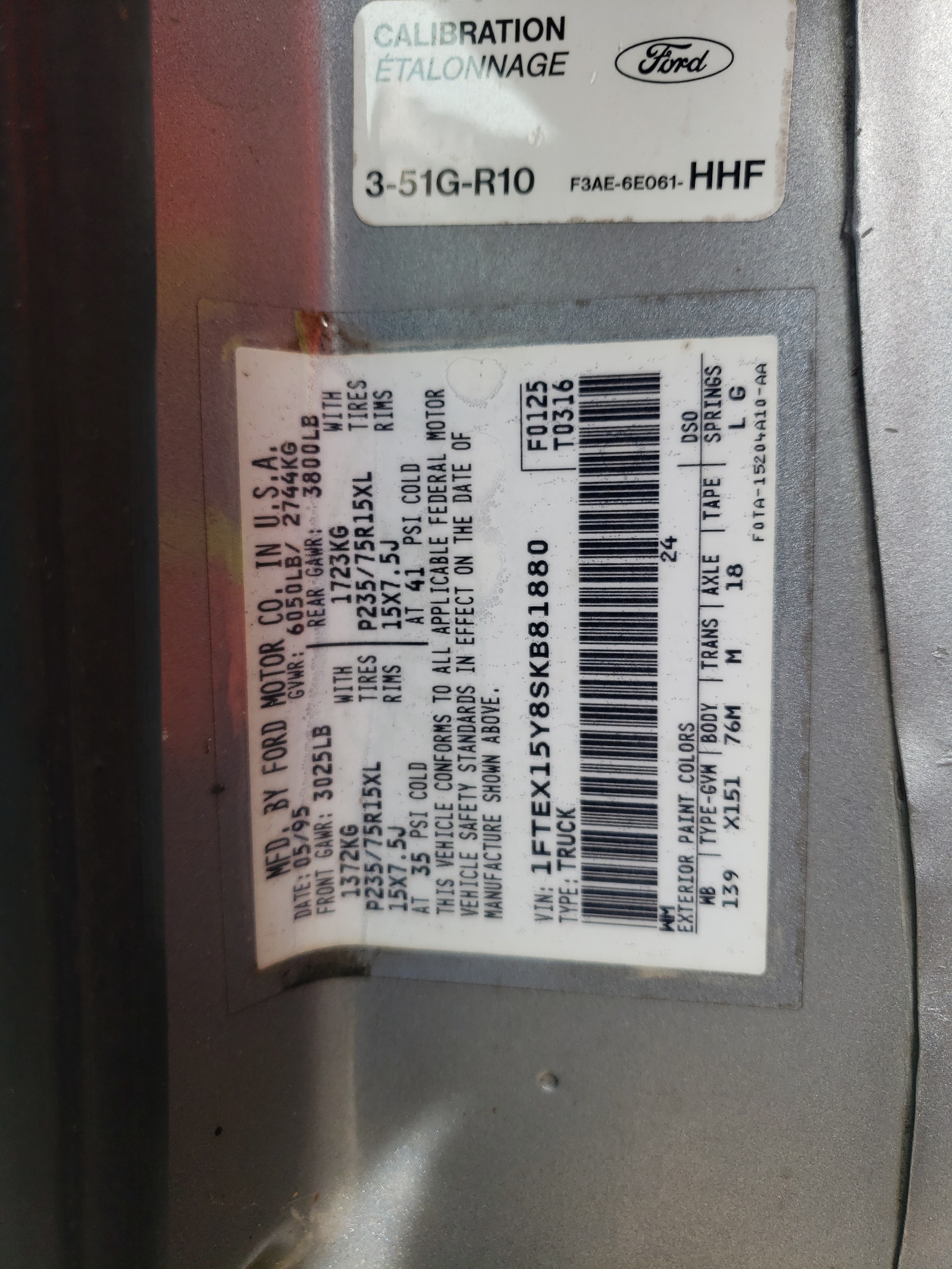 1FTEX15Y8SKB81880 1995 Ford F150