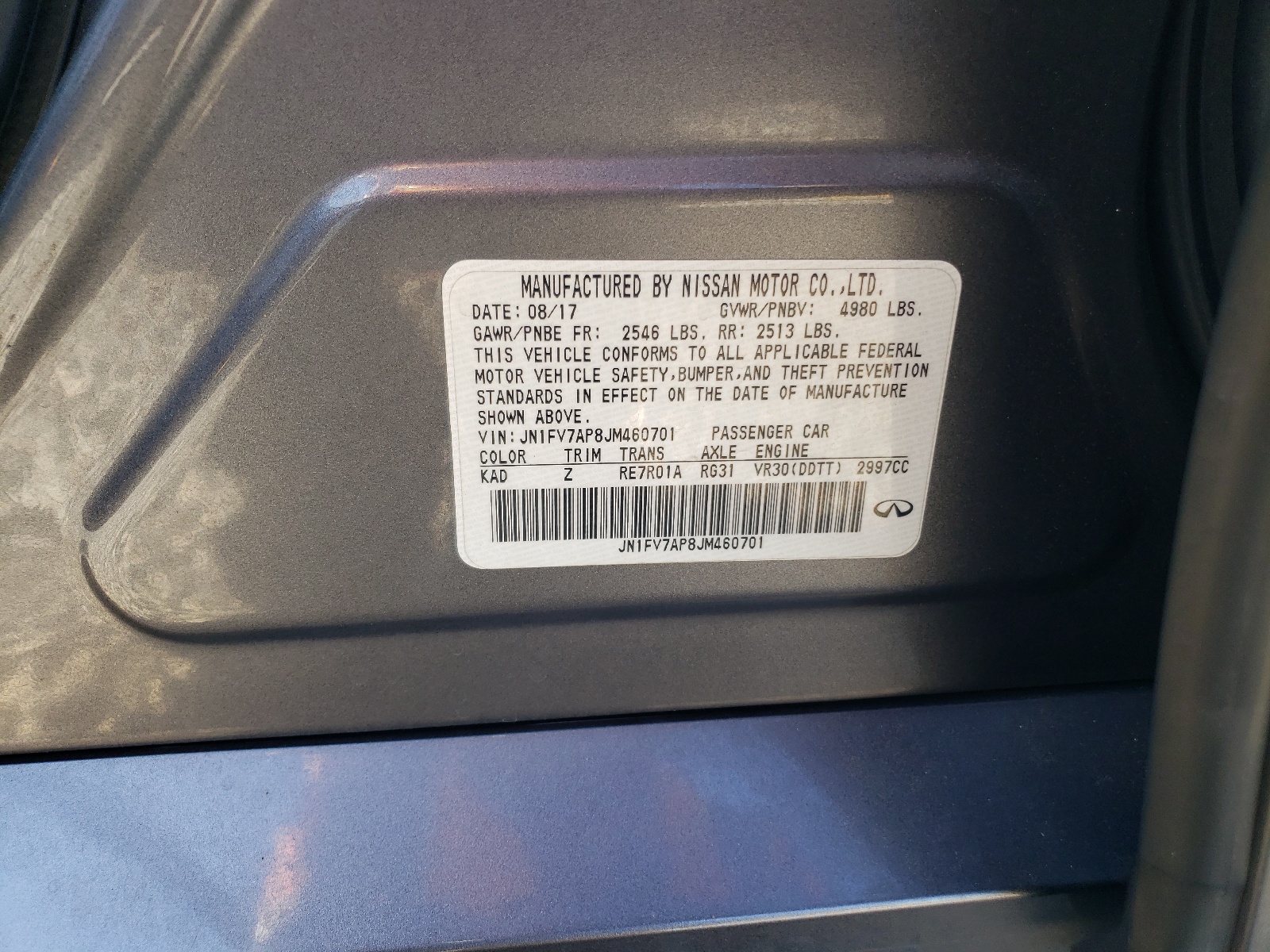 JN1FV7AP8JM460701 2018 Infiniti Q50 Red Sport 400