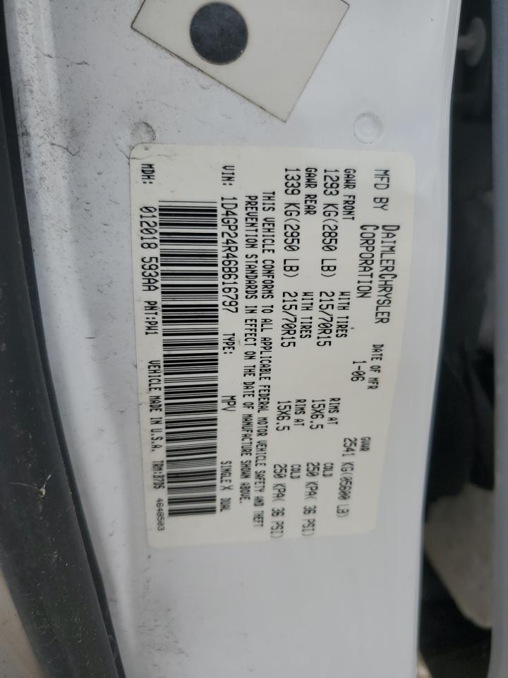 2006 Dodge Grand Caravan Se VIN: 1D4GP24R46B616797 Lot: 60687014