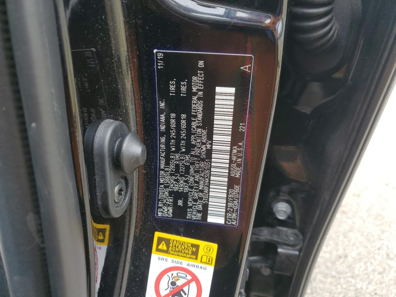 2019 Toyota Highlander Le VIN: 5TDZARFH4KS061051 Lot: 61215794