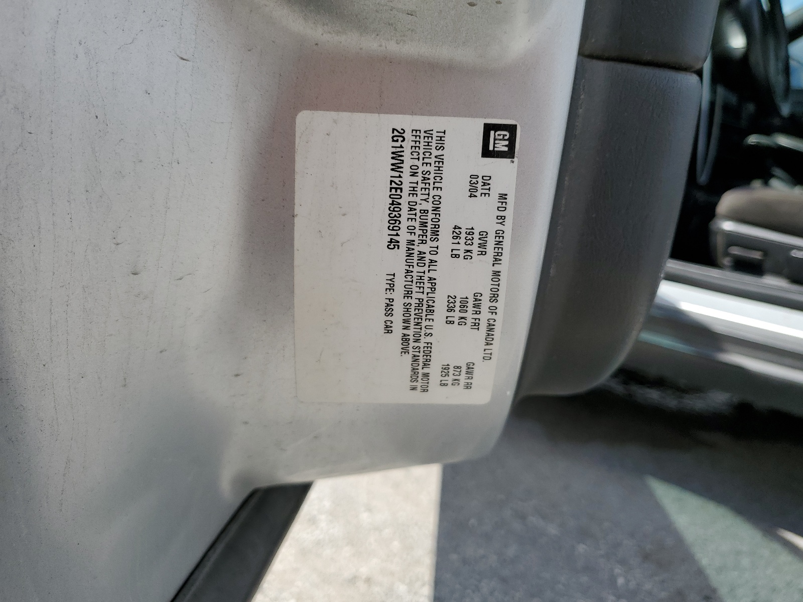 2G1WW12E049369145 2004 Chevrolet Monte Carlo Ls