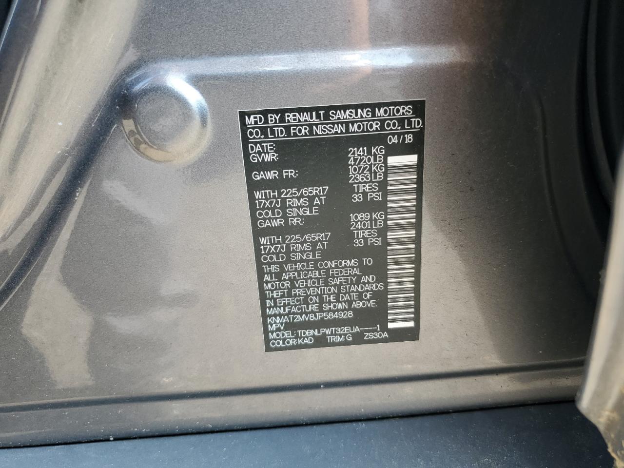 2018 Nissan Rogue S VIN: KNMAT2MV8JP584928 Lot: 58916844